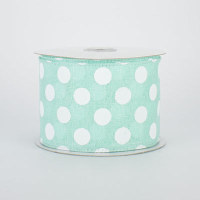 2.5" Polka Dots Ribbon: Mint & White (10 Yards)
