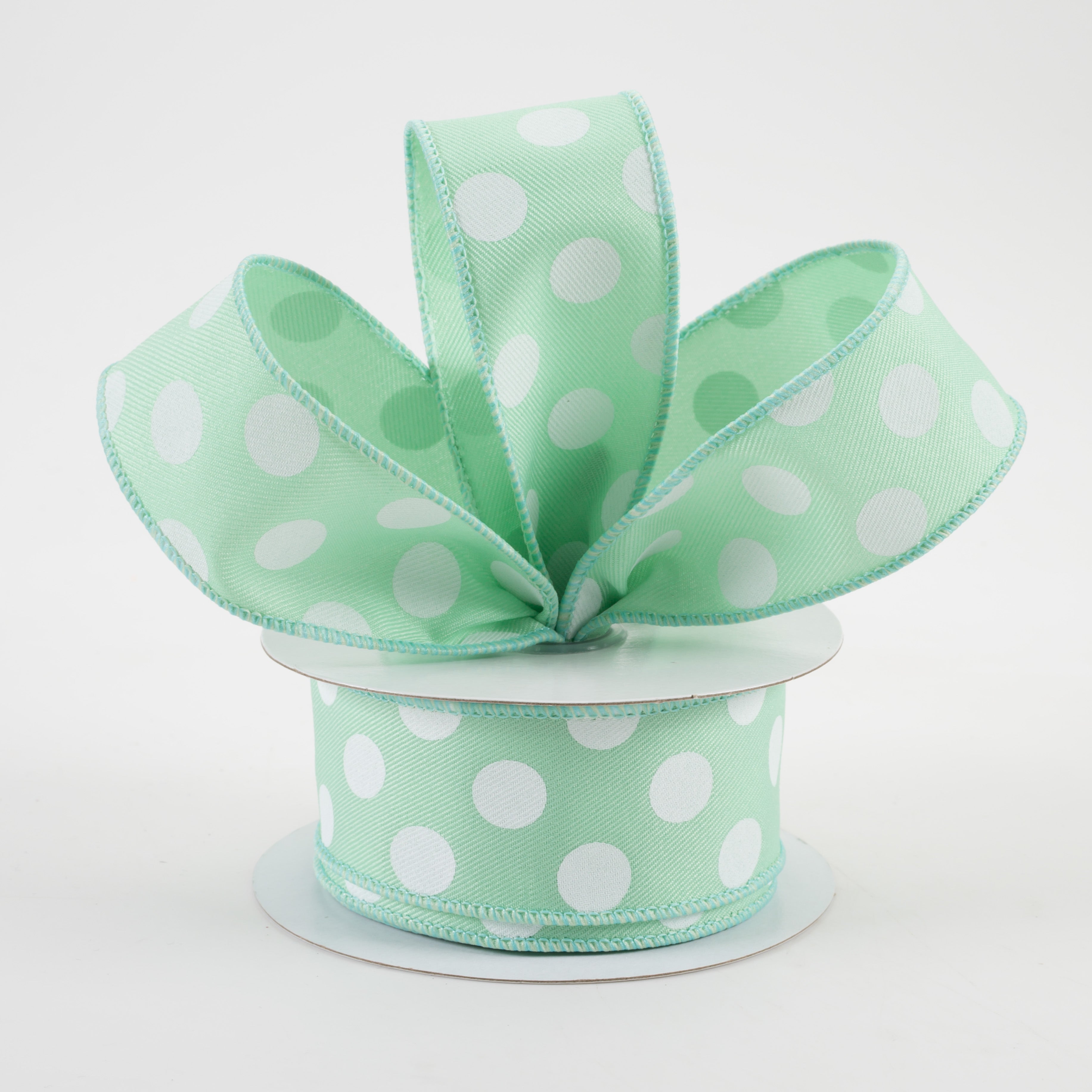 1.5" Polka Dots Ribbon: Mint & White (10 Yards) Lifestyle Photo