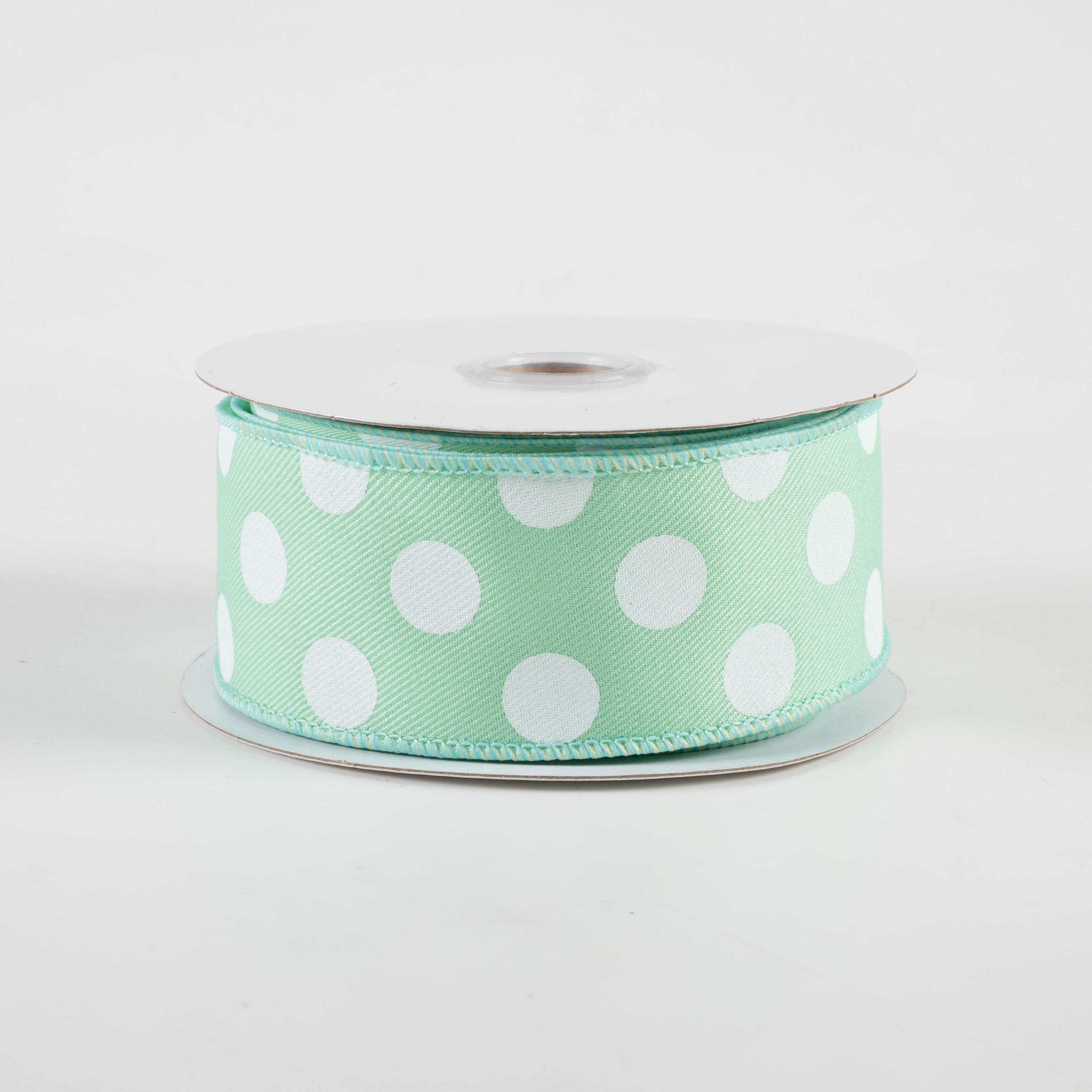 1.5" Polka Dots Ribbon: Mint & White (10 Yards)