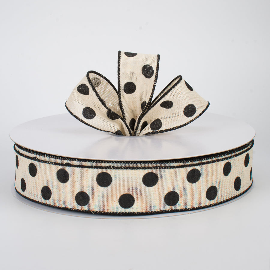 1.5" Polka Dots Ribbon: Natural & Black (50 Yards) Lifestyle Photo
