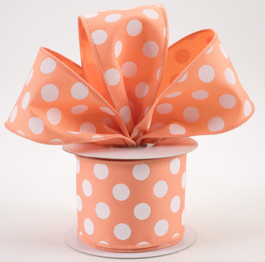 2.5" Polka Dots Ribbon: Peach & White (10 Yards) Lifestyle Photo
