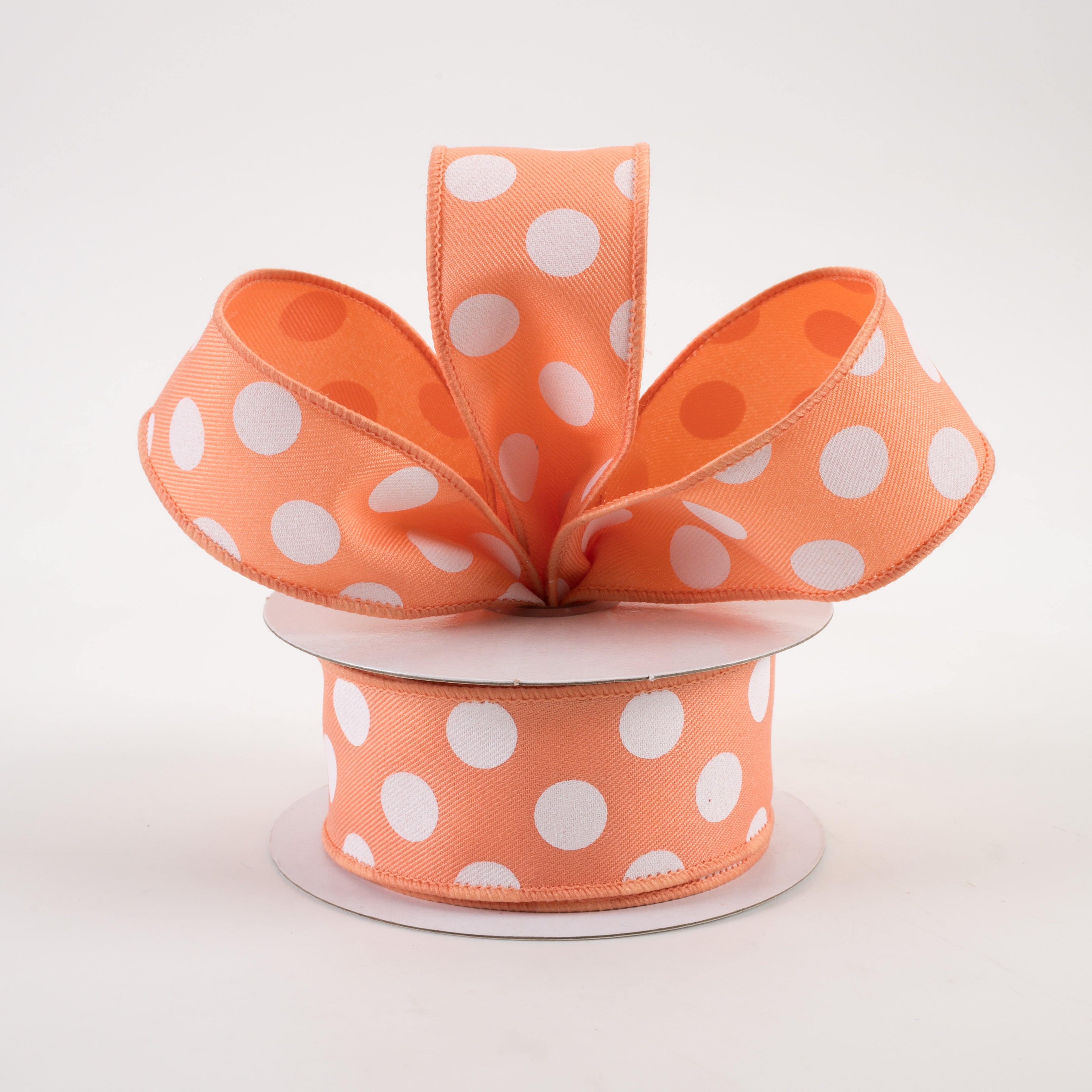 1.5" Polka Dots Ribbon: Peach & White (10 Yards) Lifestyle Photo