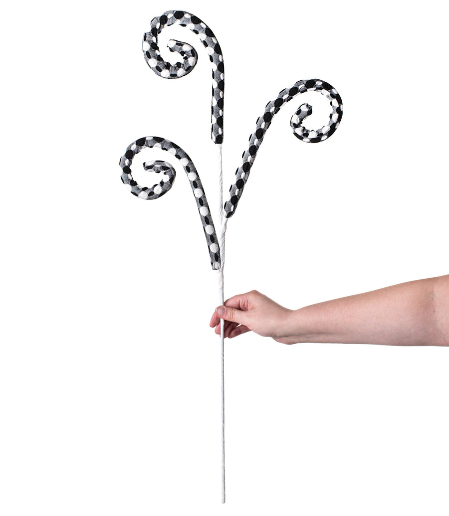 30" Polkadot Spiral Curly Spray: Black & White detail photo 3