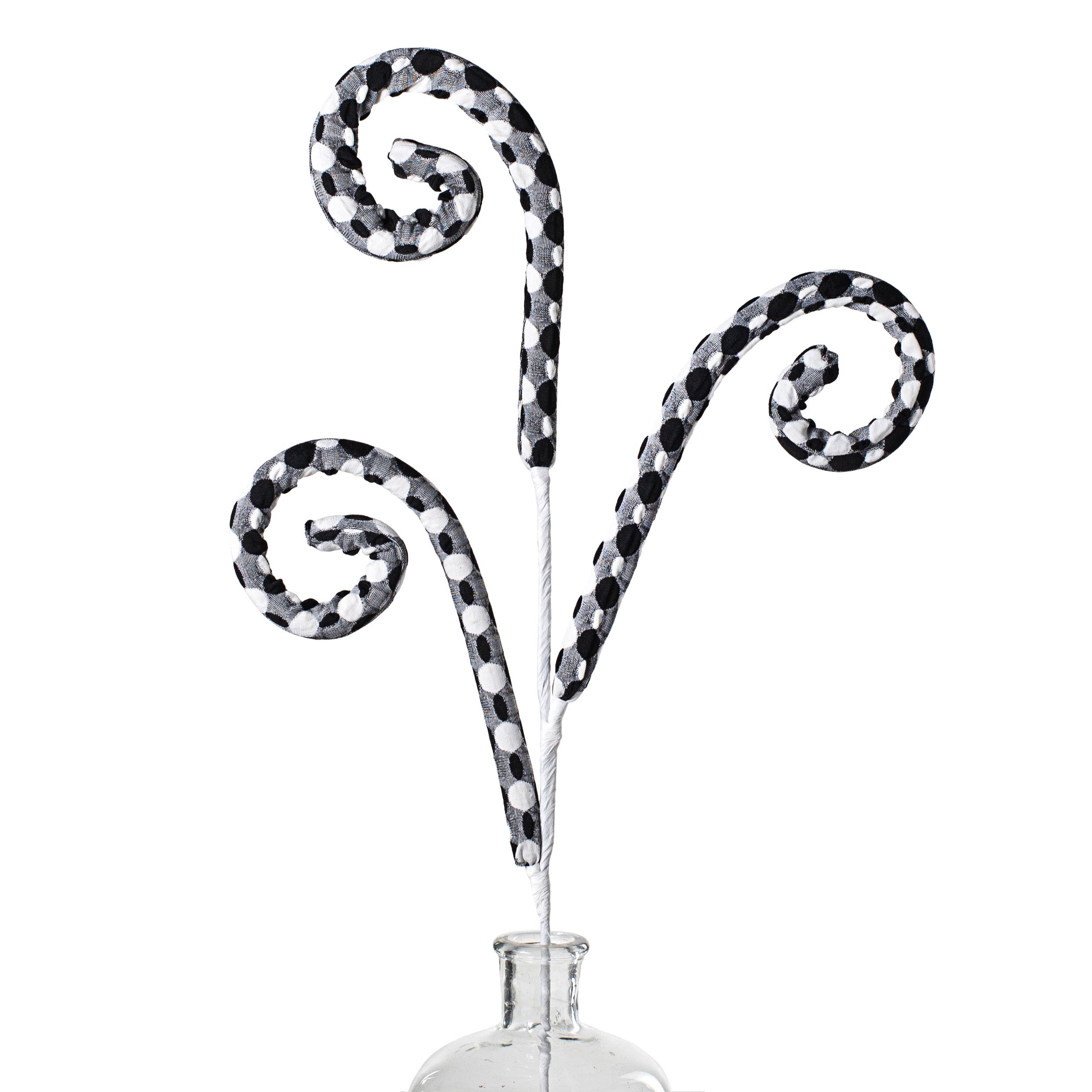 30" Polkadot Spiral Curly Spray: Black & White Item Number: 56913BKWT