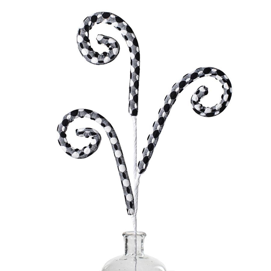 30" Polkadot Spiral Curly Spray: Black & White Item Number: 56913BKWT