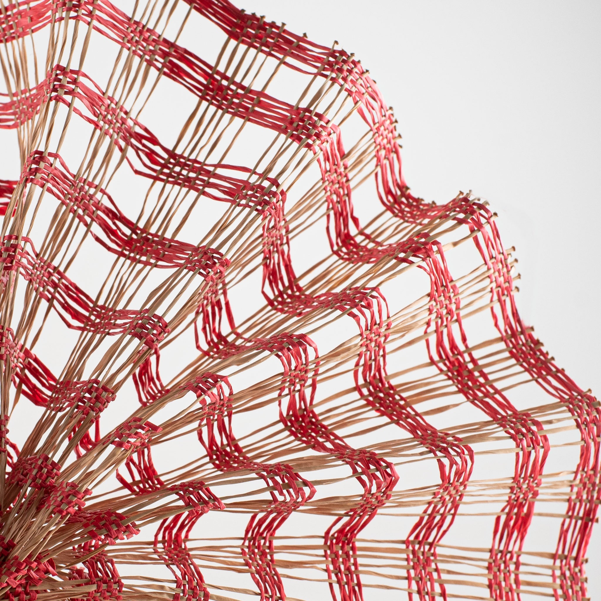 10" Poly Burlap Check Mesh: Buff & Red Lifestyle Photo
