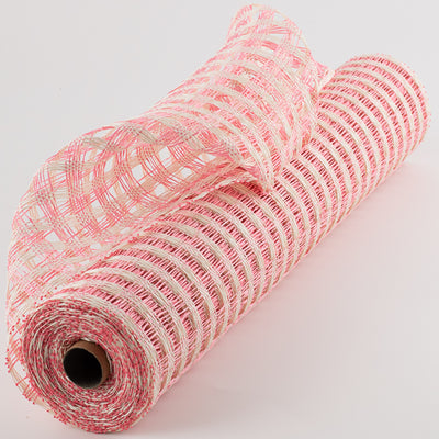 21" Poly Burlap Check Mesh: Pink & Cream Item Number: RP9121H3