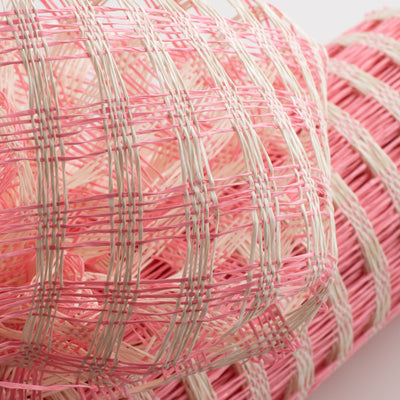 21" Poly Burlap Check Mesh: Pink & Cream Lifestyle Photo