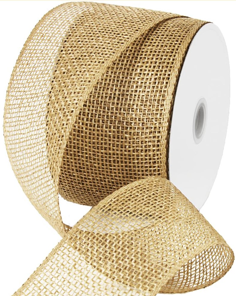4" Poly Burlap Mesh Ribbon: Natural Brown (20 Yards) detail photo 3