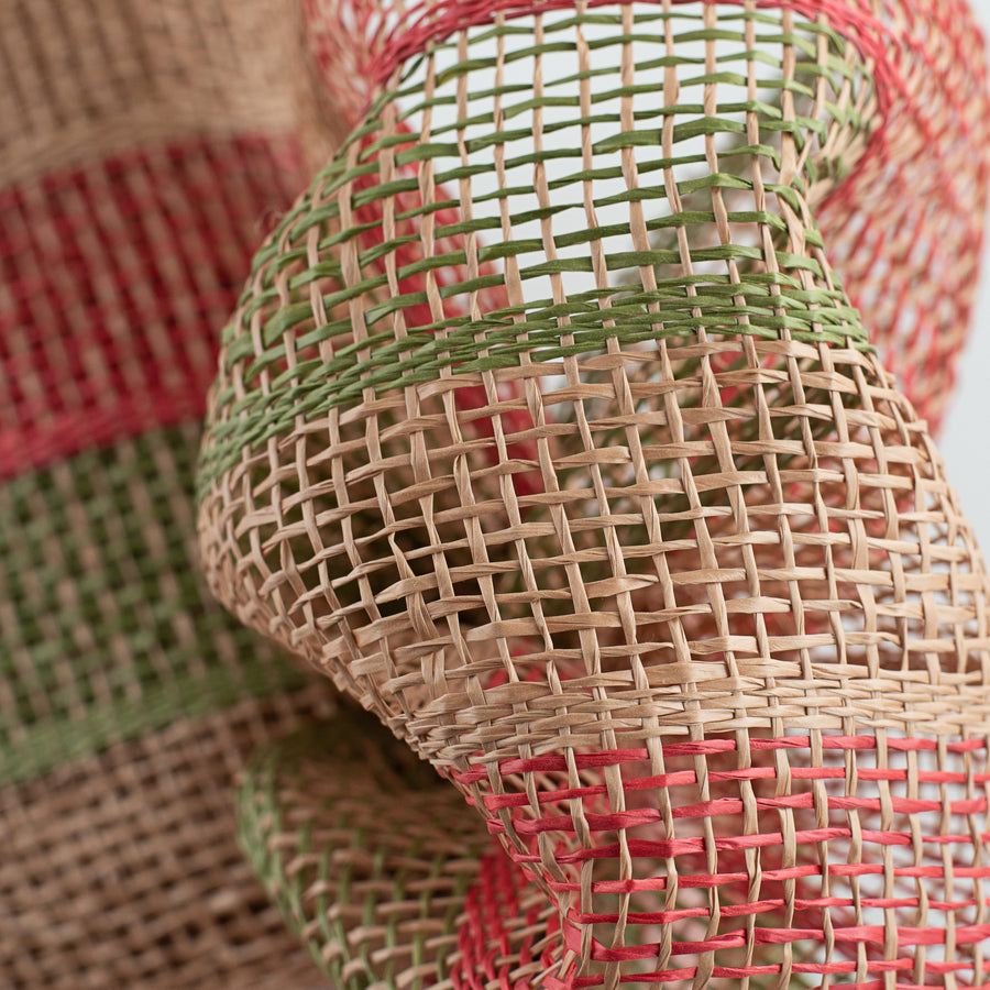 10" Poly Burlap Stripe Mesh: Red, Olive, Natural Lifestyle Photo