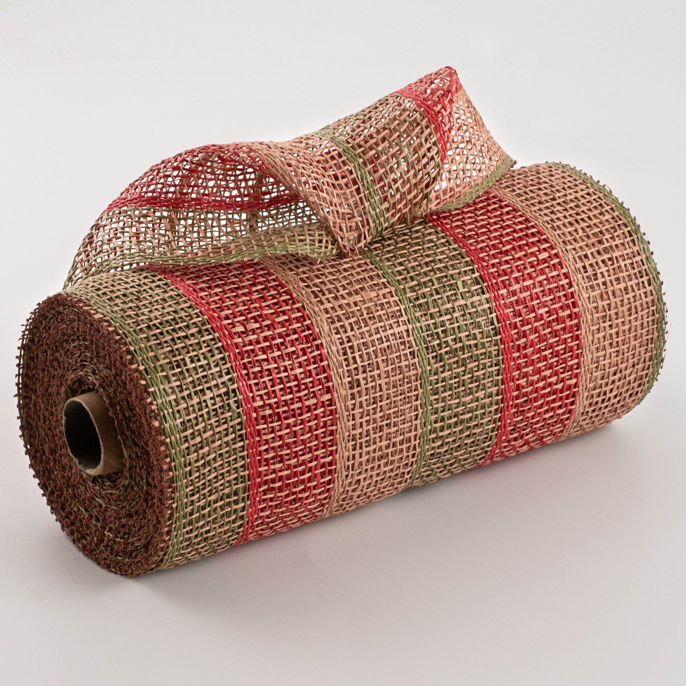 10" Poly Burlap Stripe Mesh: Red, Olive, Natural Item Number: RP810292