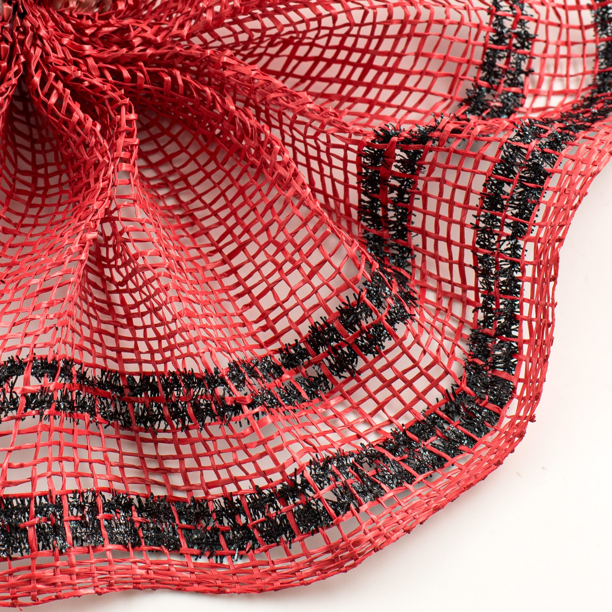10" Poly Burlap Tinsel Border Mesh: Red & Black Lifestyle Photo