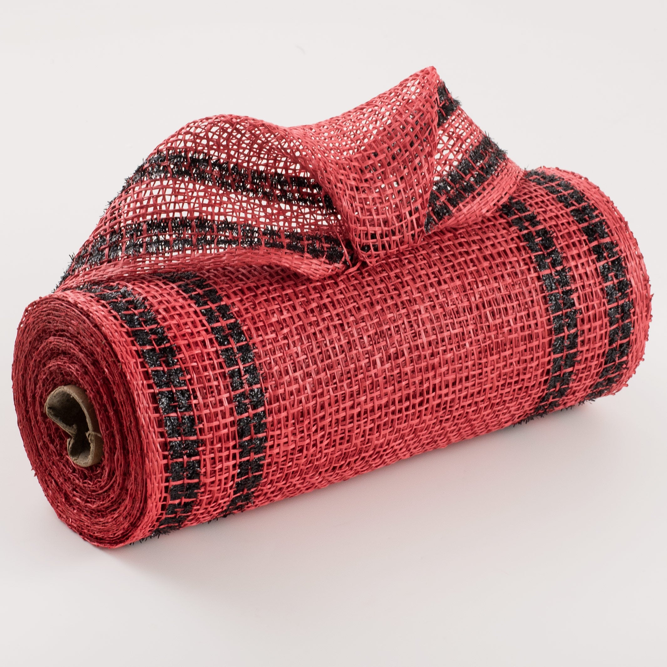 10" Poly Burlap Tinsel Border Mesh: Red & Black Item Number: RP8406E9