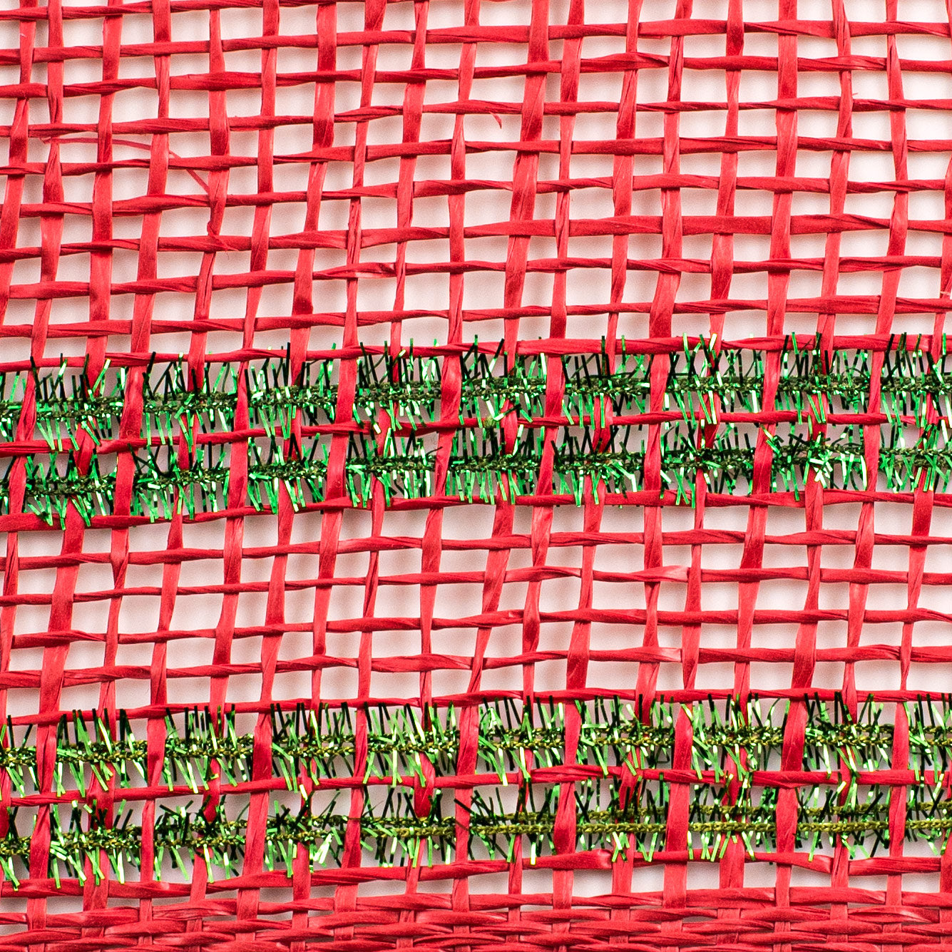 10" Poly Burlap Tinsel Border Mesh: Red, Emerald Green, Lime Green detail photo 3