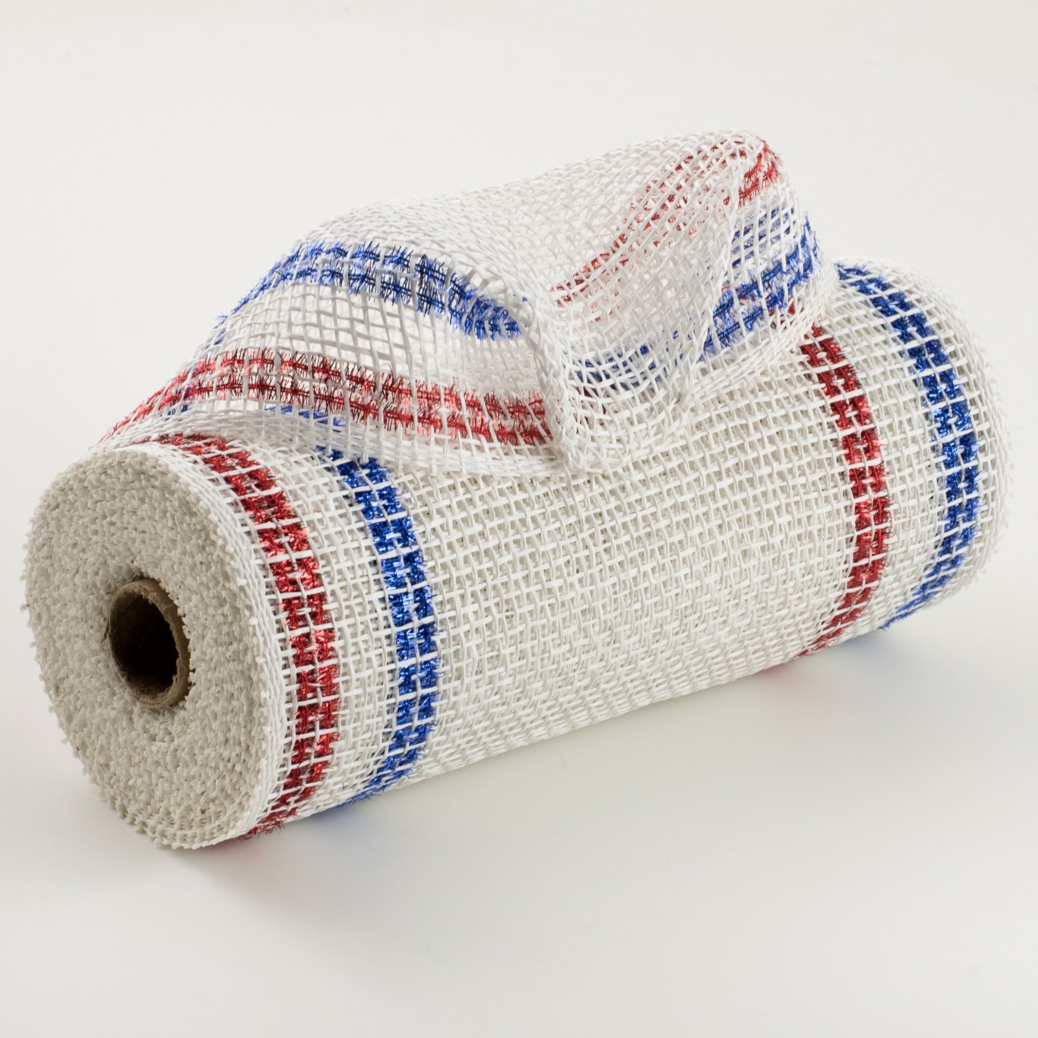 10" Poly Burlap Tinsel Border Mesh: White, Red, Blue Item Number: RP8405M9