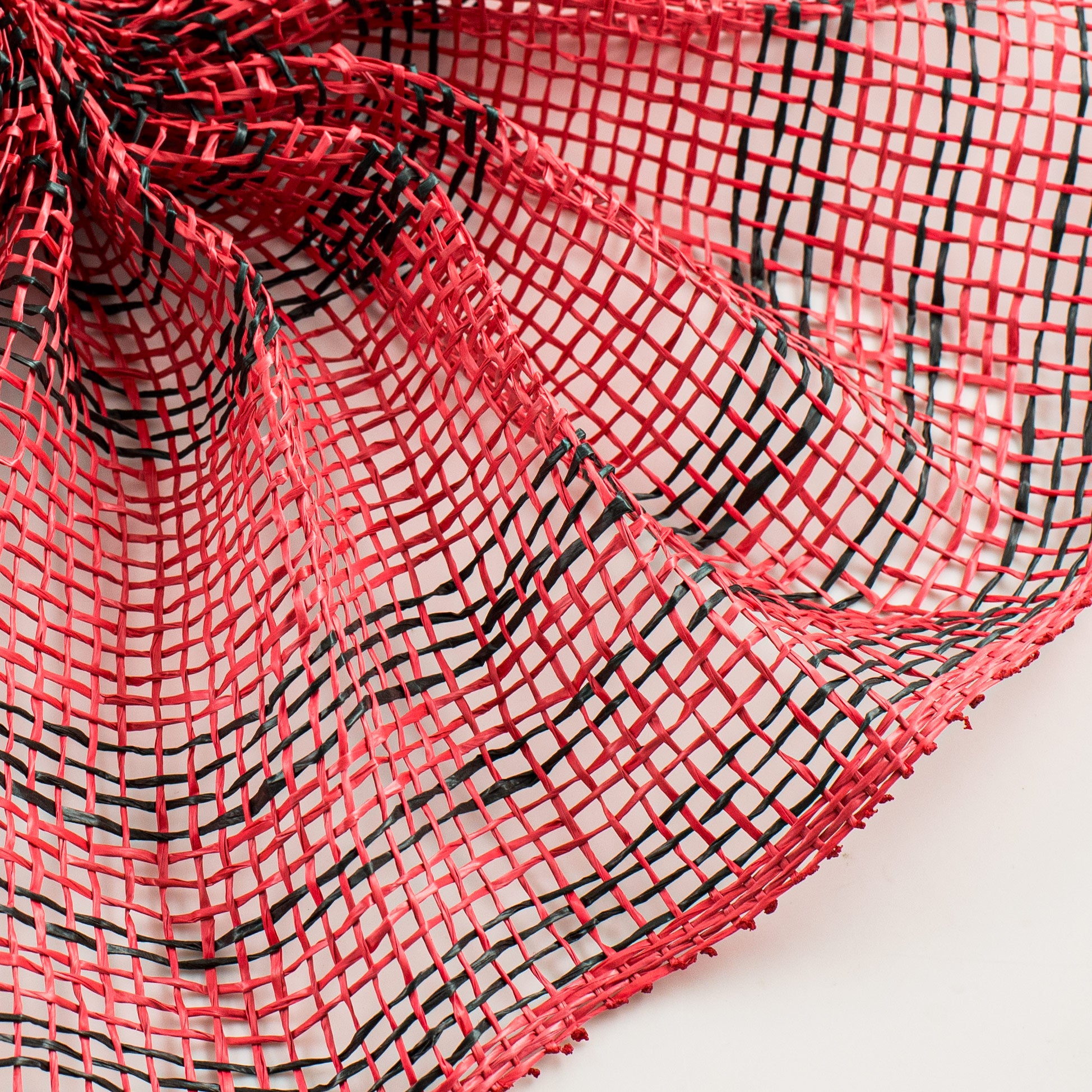 10" Poly Burlap Triple Stripe Mesh: Red & Black Lifestyle Photo