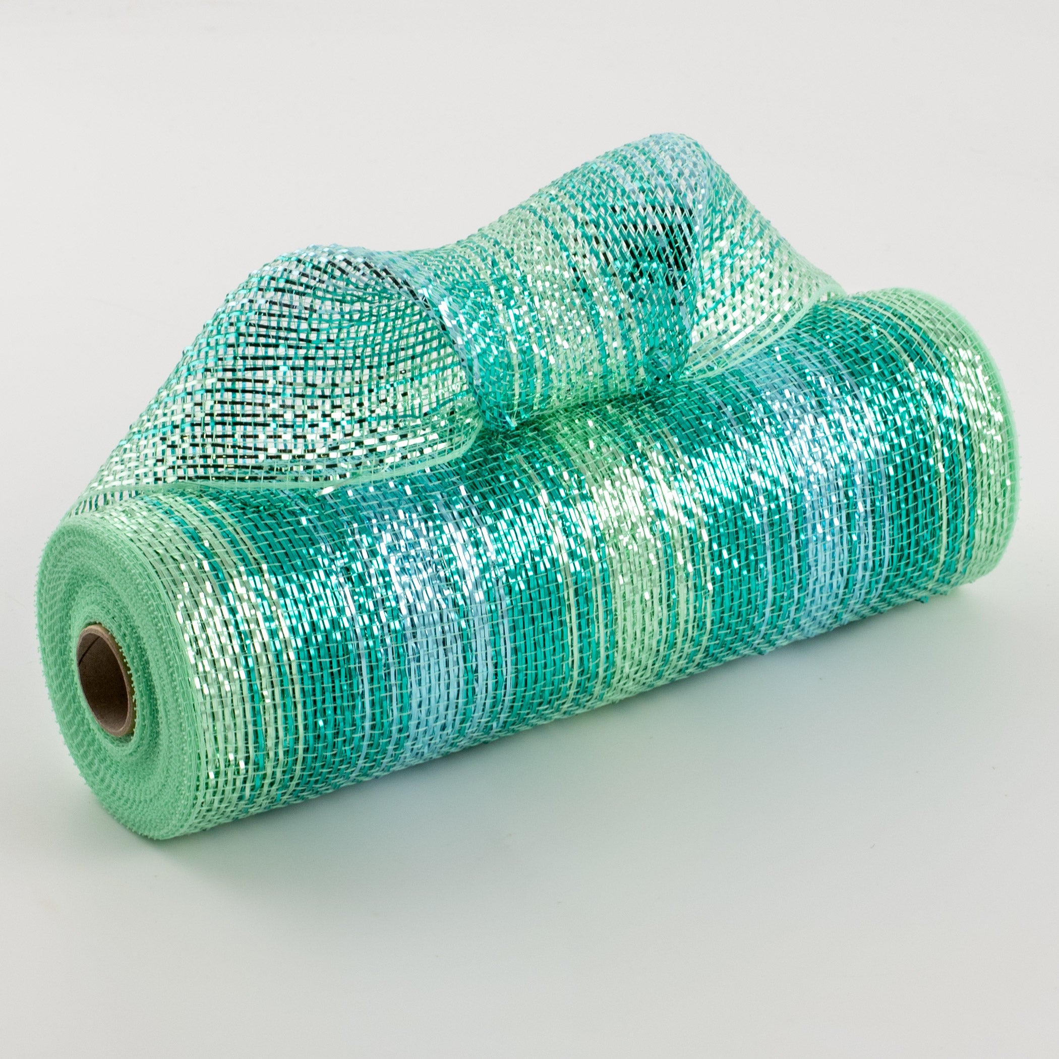 10" Poly Deco Mesh: Aqua & Mint Metallic Ombré Item Number: XB99910-45
