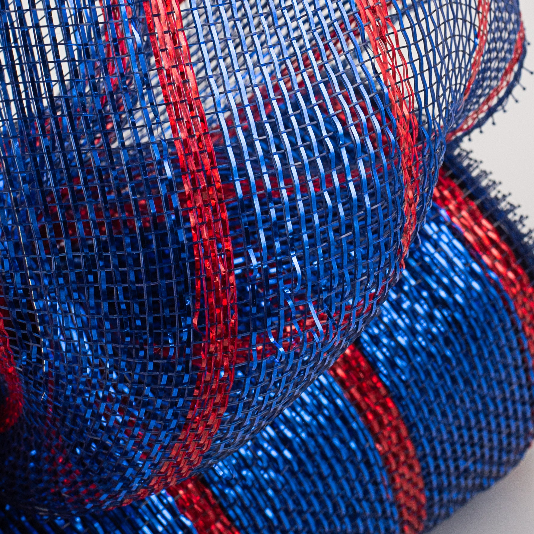 10" Poly Deco Mesh: Deluxe Blue/Red Laser Stripe Lifestyle Photo