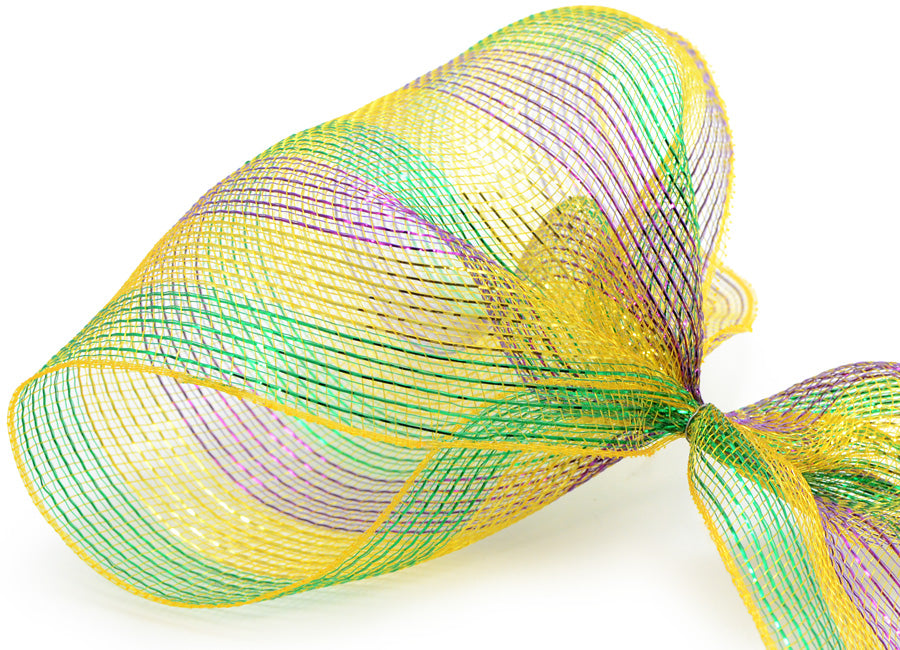 10" Poly Deco Mesh: Deluxe Thin Stripe Mardi Gras detail photo 4