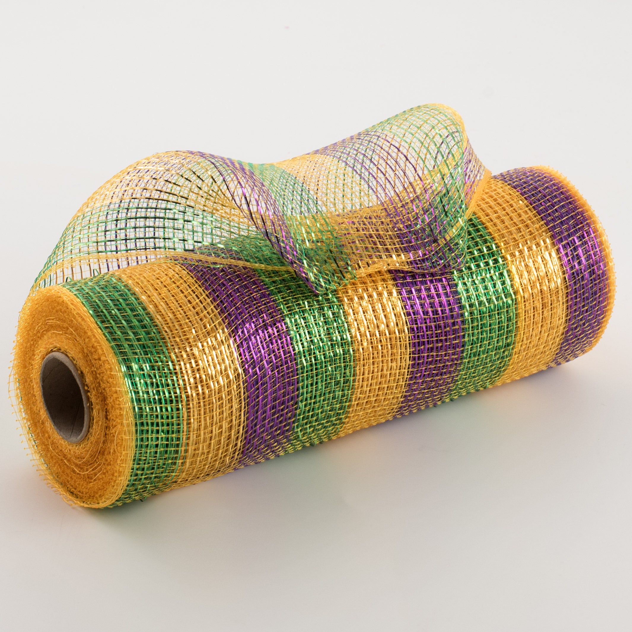 10" Poly Deco Mesh: Deluxe Thin Stripe Mardi Gras Item Number: RE1317C5