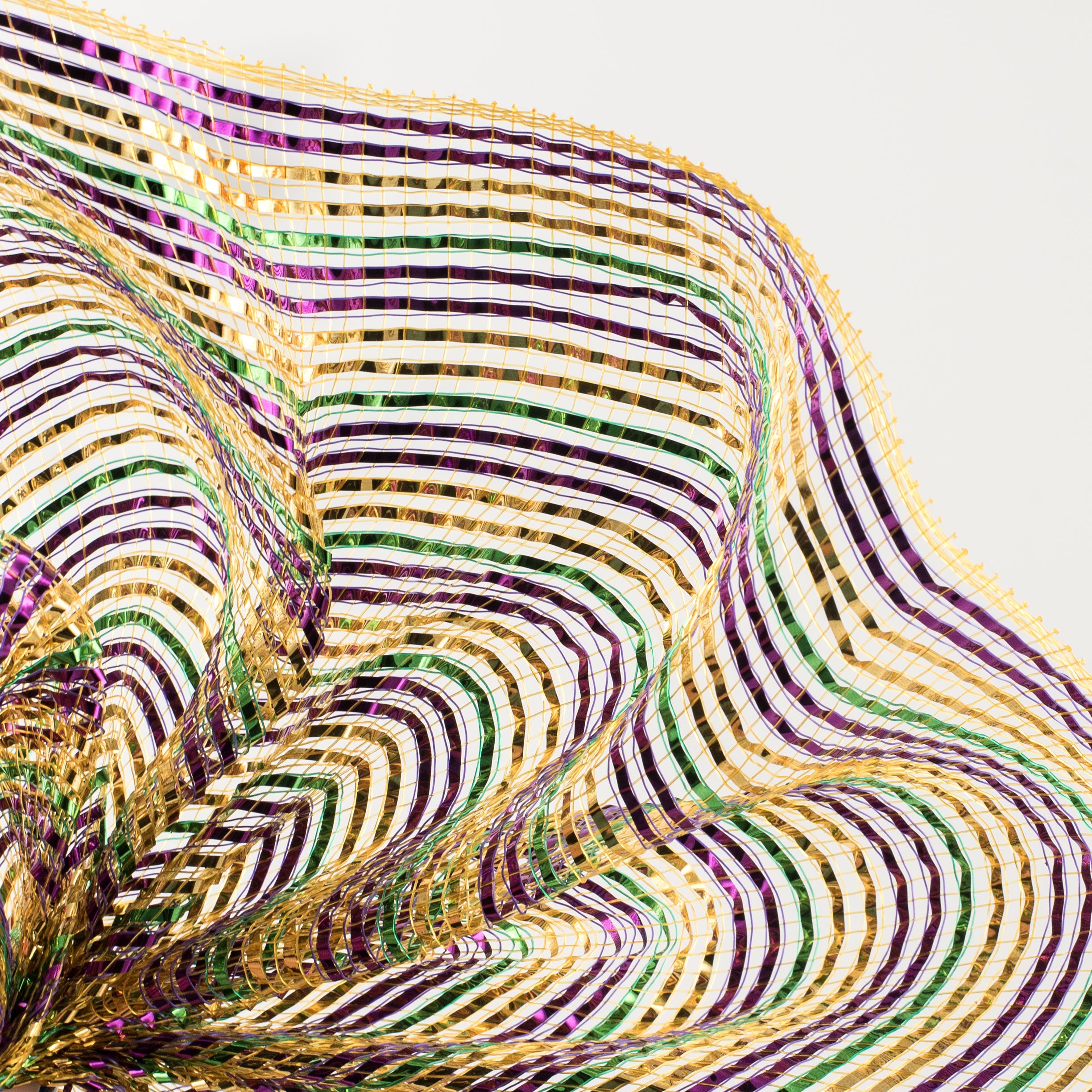 10" Poly Deco Mesh: Deluxe Wide Mardi Gras Stripe Lifestyle Photo