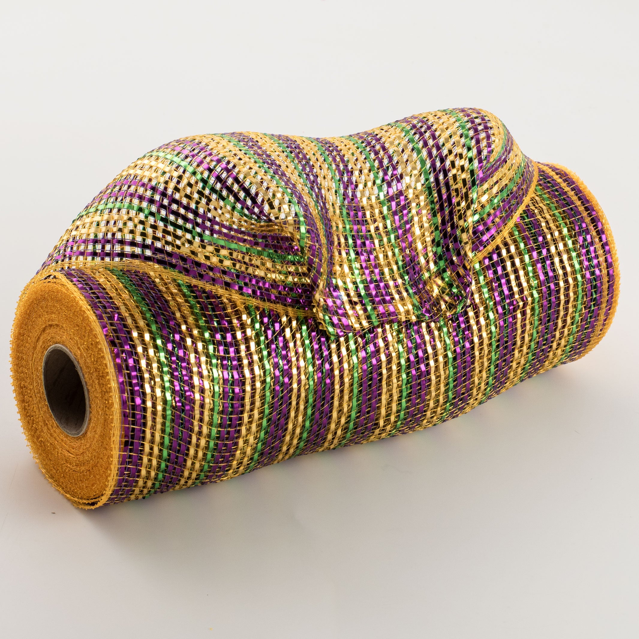 10" Poly Deco Mesh: Deluxe Wide Mardi Gras Stripe Item Number: RE1347W3