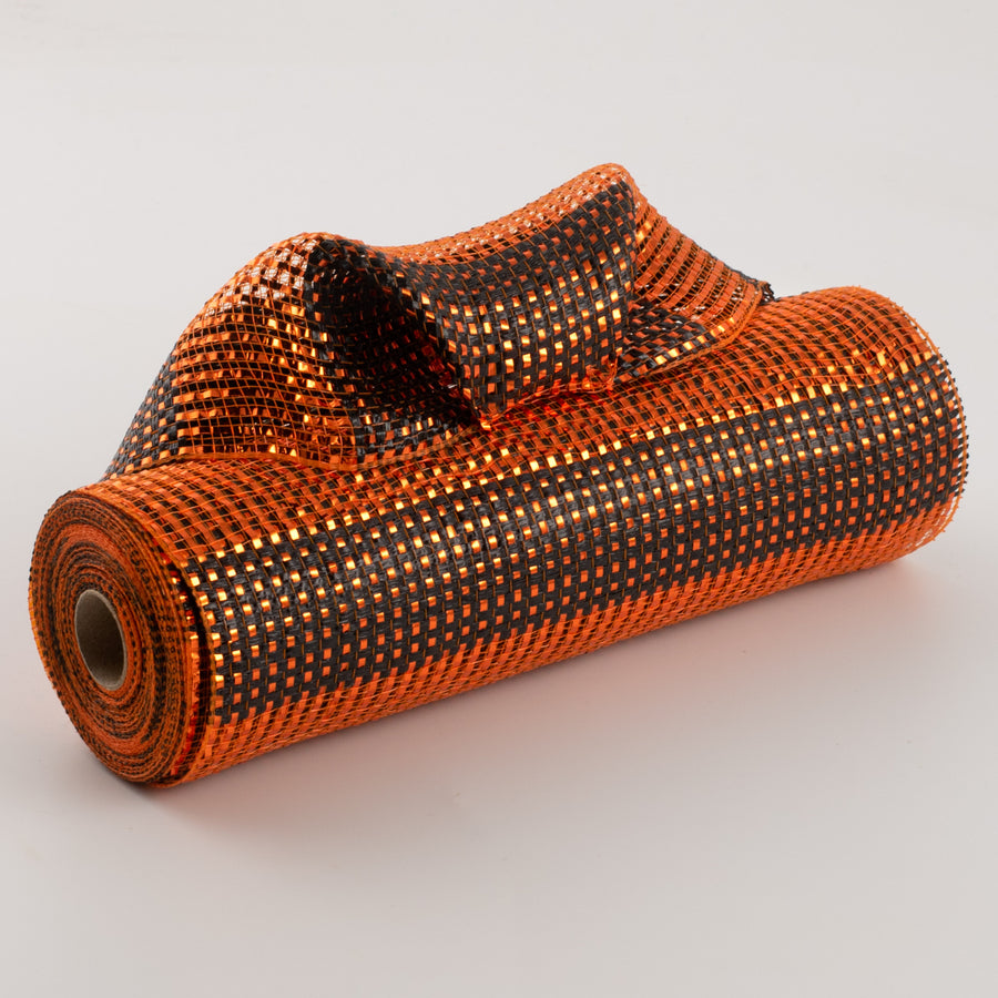 10" Poly Deco Mesh: Deluxe Wide Stripe Black/Orange Item Number: XB99610-20