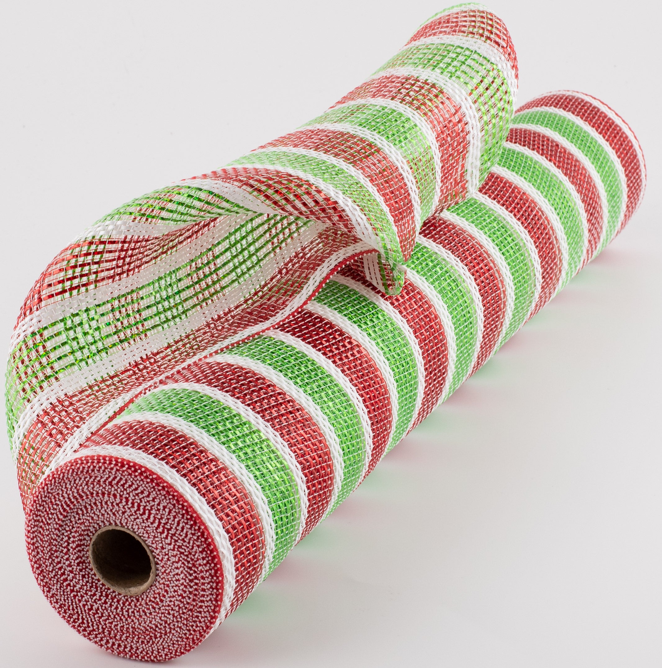 21" Poly Deco Mesh: Laser Foil Red & Lime Stripe Item Number: RY960193