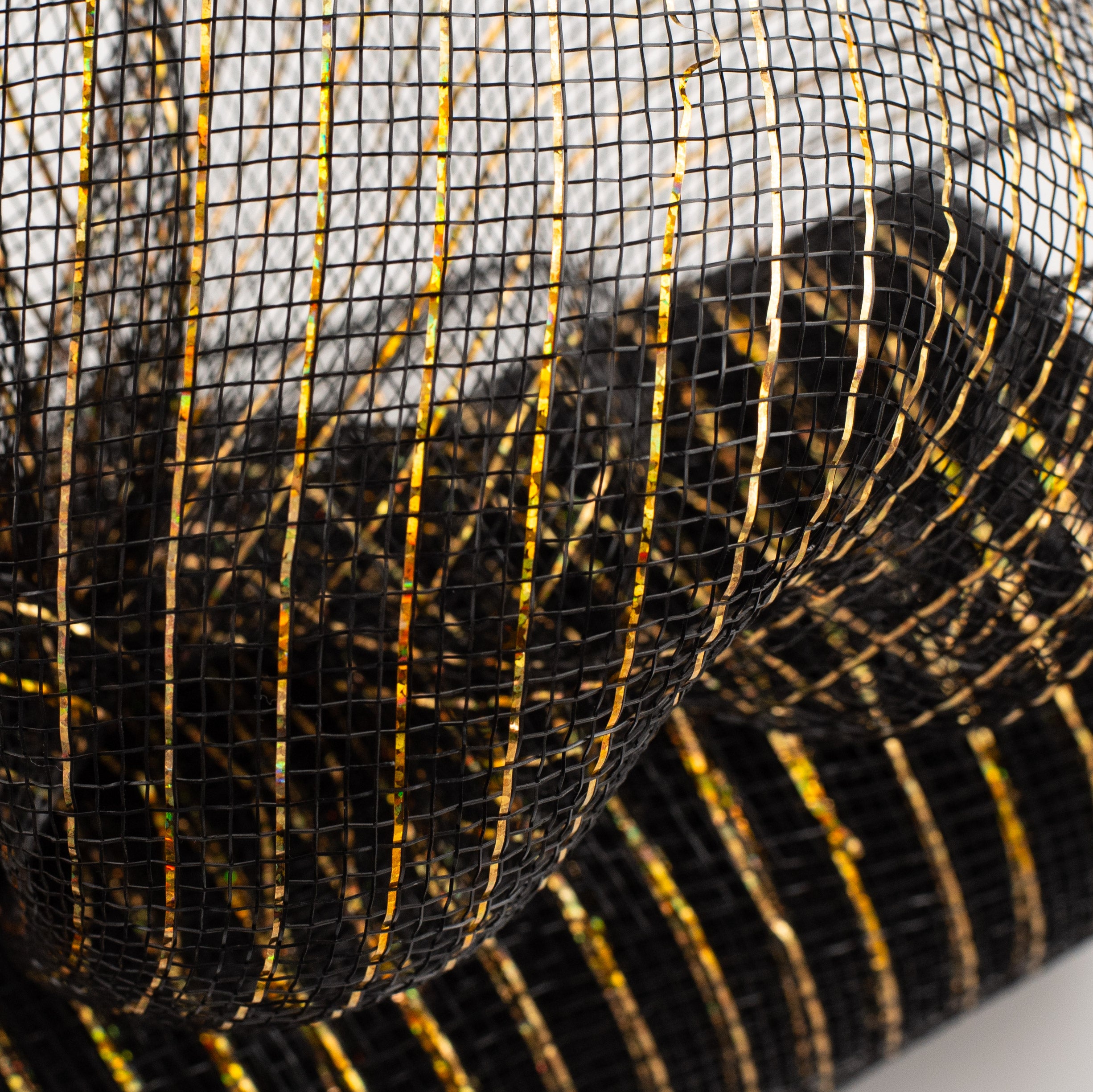 10" Poly Deco Mesh: Metallic Black/Gold Lifestyle Photo