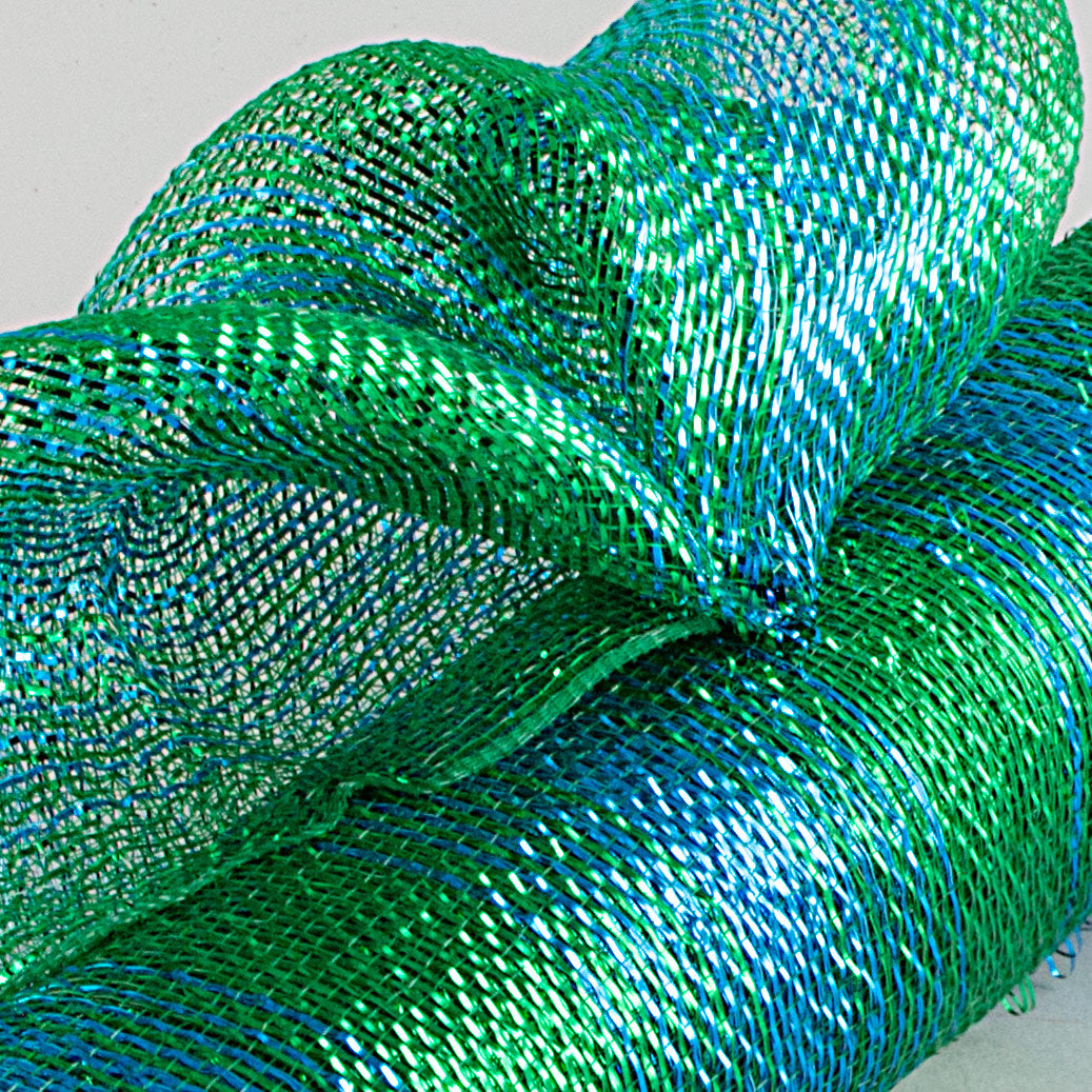 21" Poly Deco Mesh: Metallic Blended Peacock Ombré Lifestyle Photo