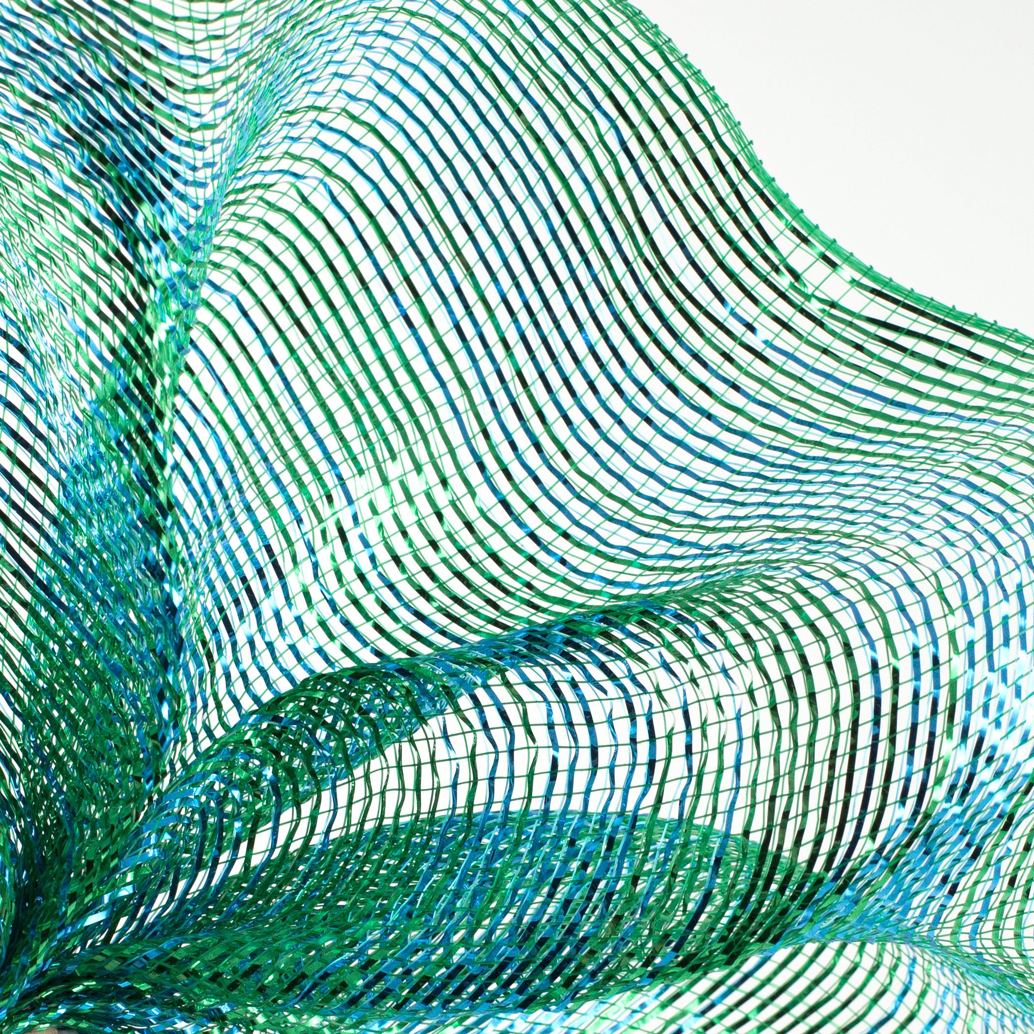 10" Poly Deco Mesh: Metallic Blended Peacock Ombré Lifestyle Photo