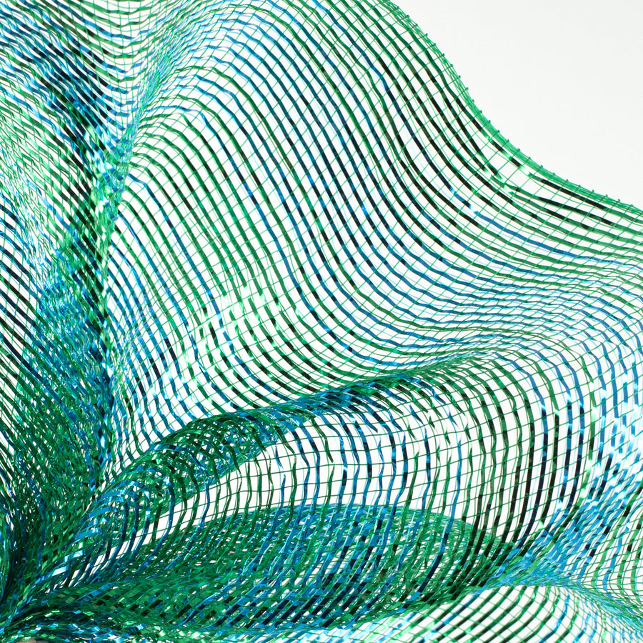 10" Poly Deco Mesh: Metallic Blended Peacock Ombré Lifestyle Photo