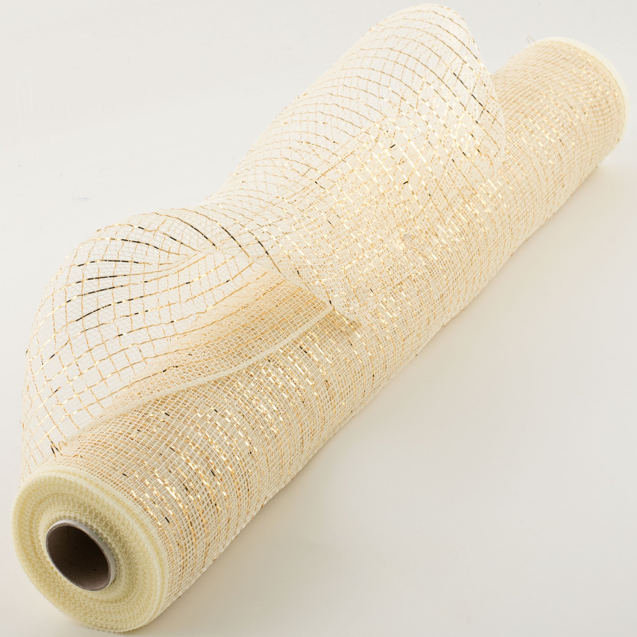 21" Poly Deco Mesh: Metallic Cream & Gold Item Number: RE100172