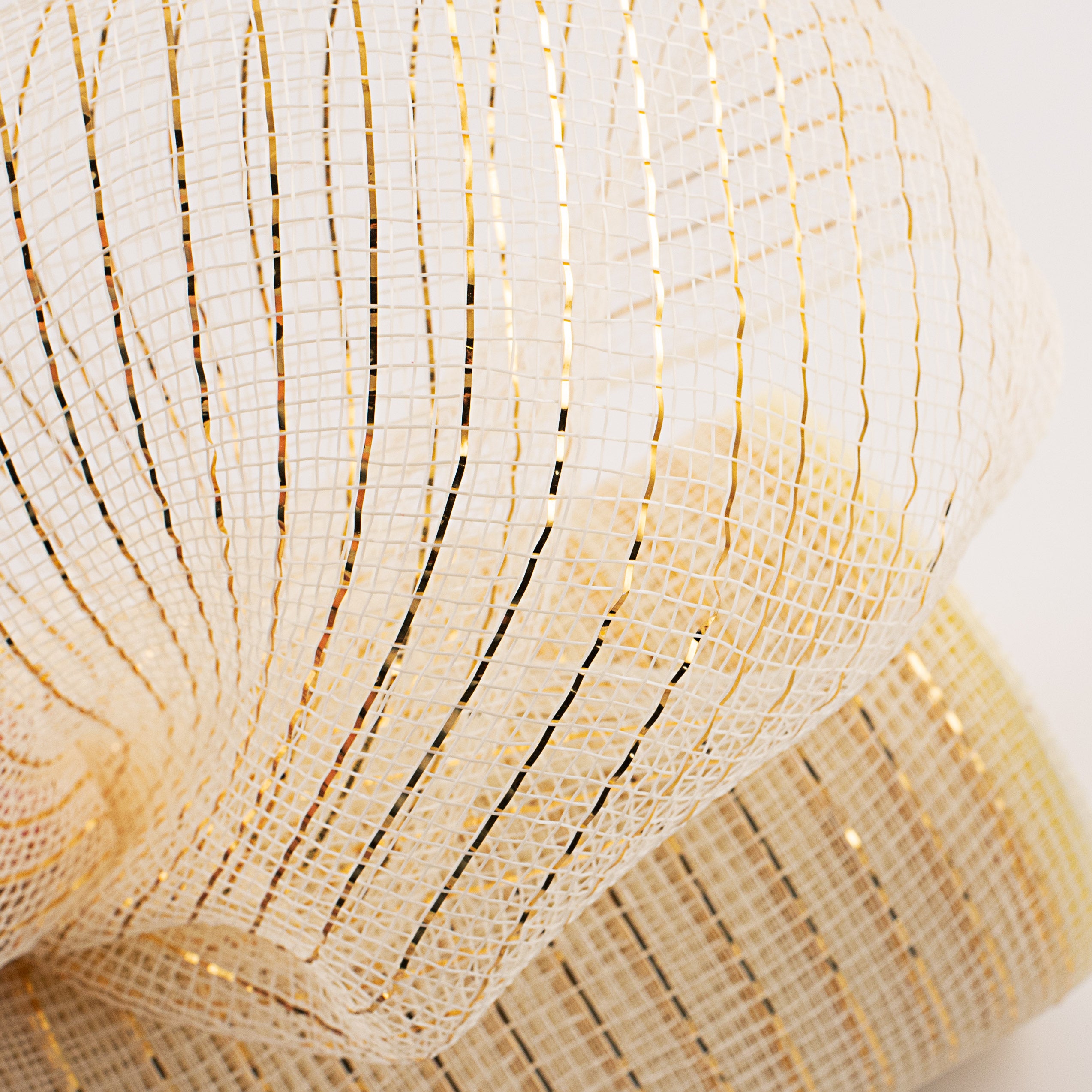 10" Poly Deco Mesh: Metallic Cream/Gold Lifestyle Photo
