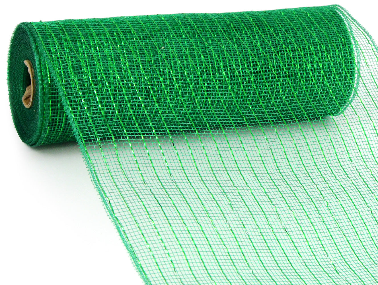 10" Poly Deco Mesh: Metallic Emerald Green detail photo 3