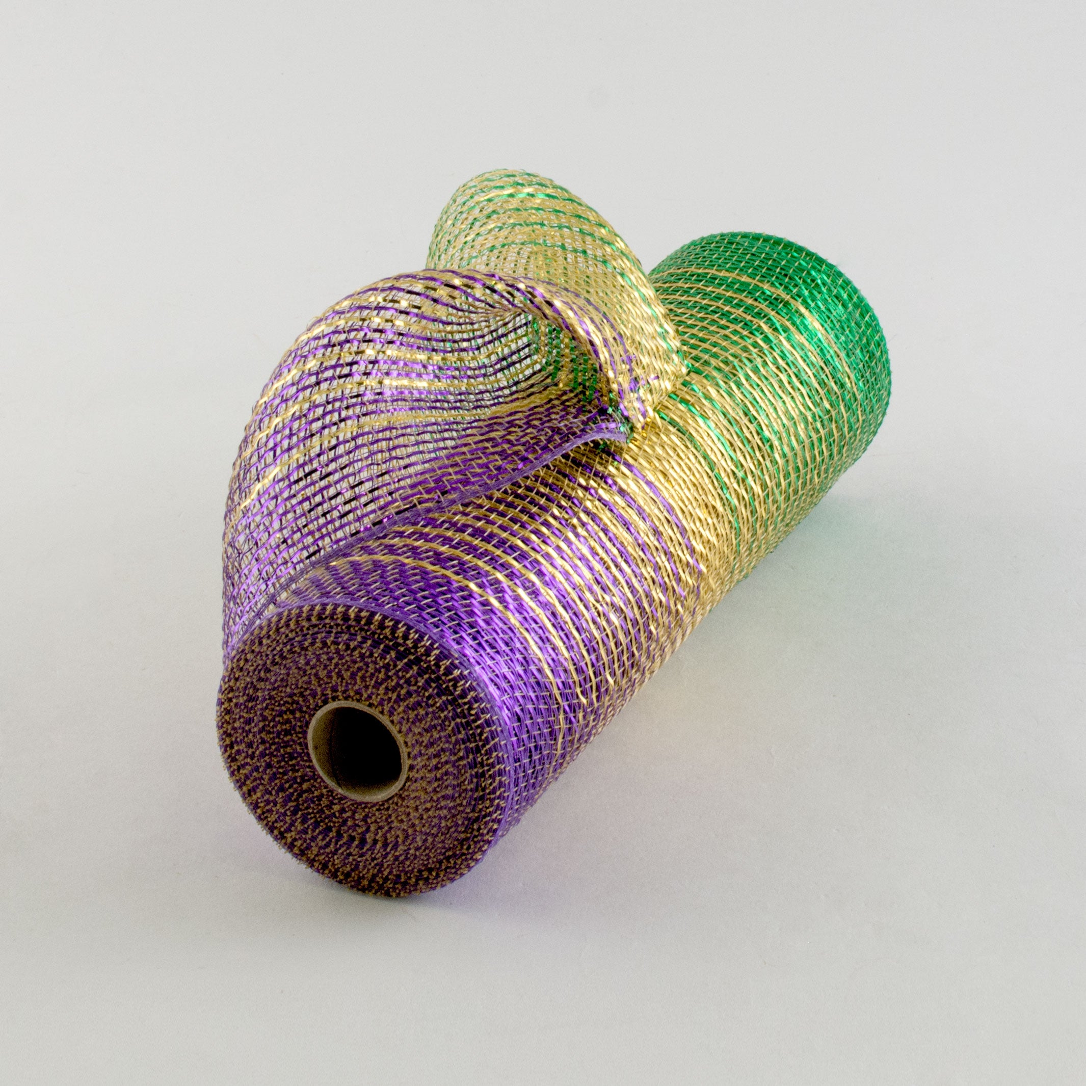 10" Poly Deco Mesh: Metallic Mardi Gras Ombré detail photo 5
