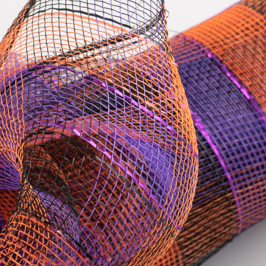10" Poly Deco Mesh: Metallic Orange/Black/Purple Plaid Lifestyle Photo
