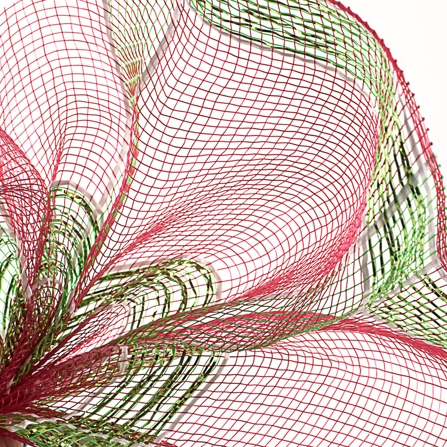 10" Poly Deco Mesh: Metallic Red/Lime/White Plaid Lifestyle Photo