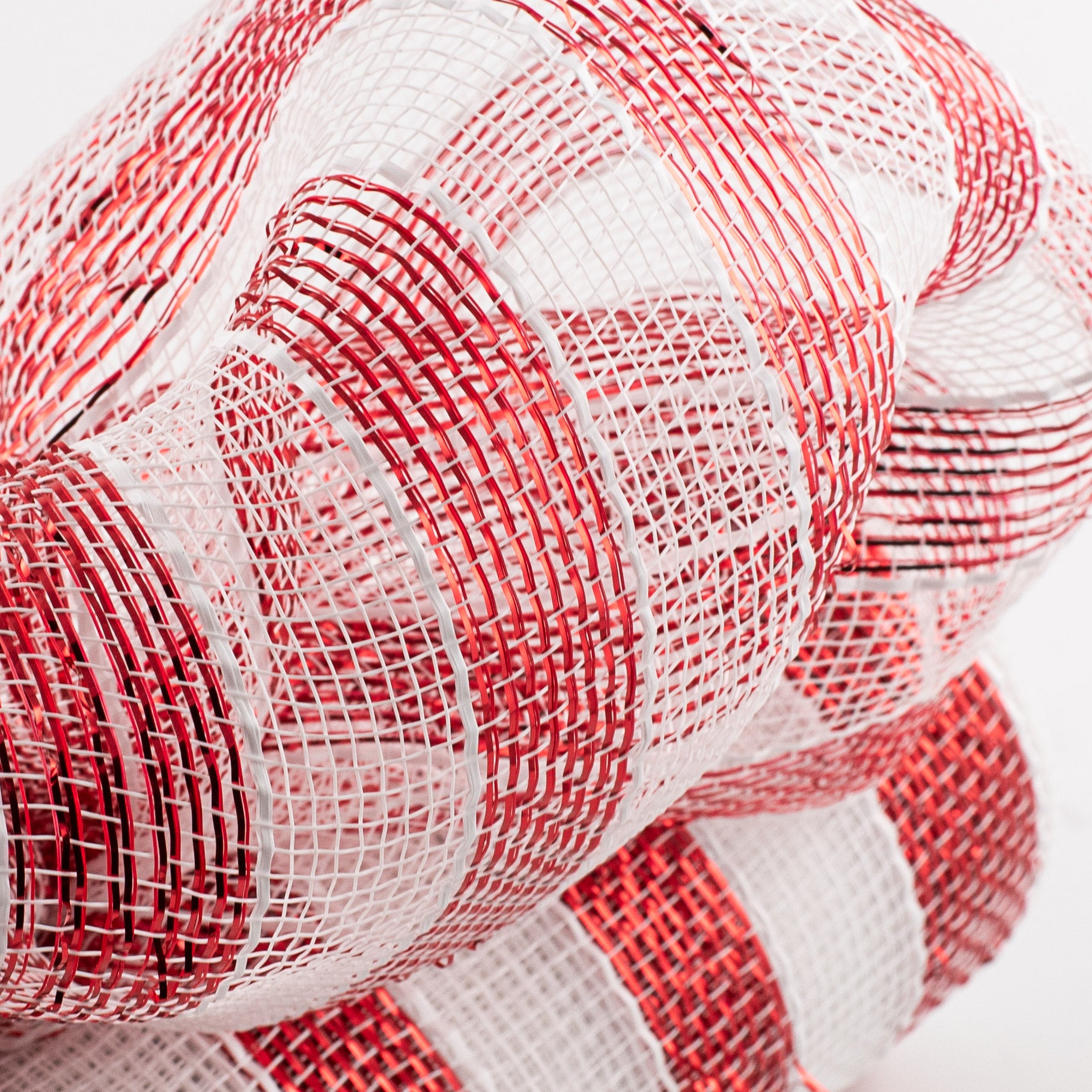 10" Poly Deco Mesh: Metallic Red/White Stripe Lifestyle Photo