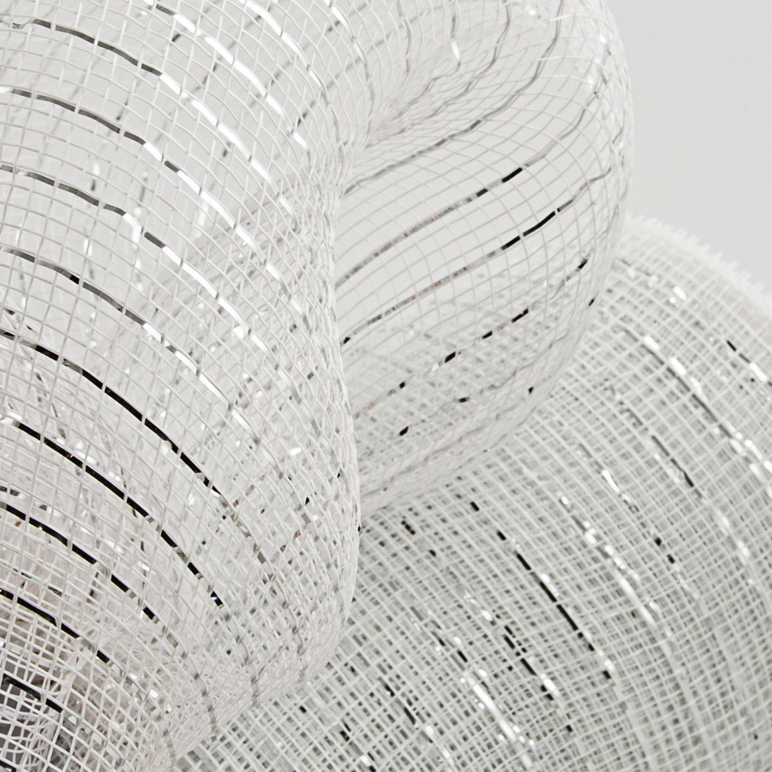 10" Poly Deco Mesh: Metallic White/Silver Lifestyle Photo