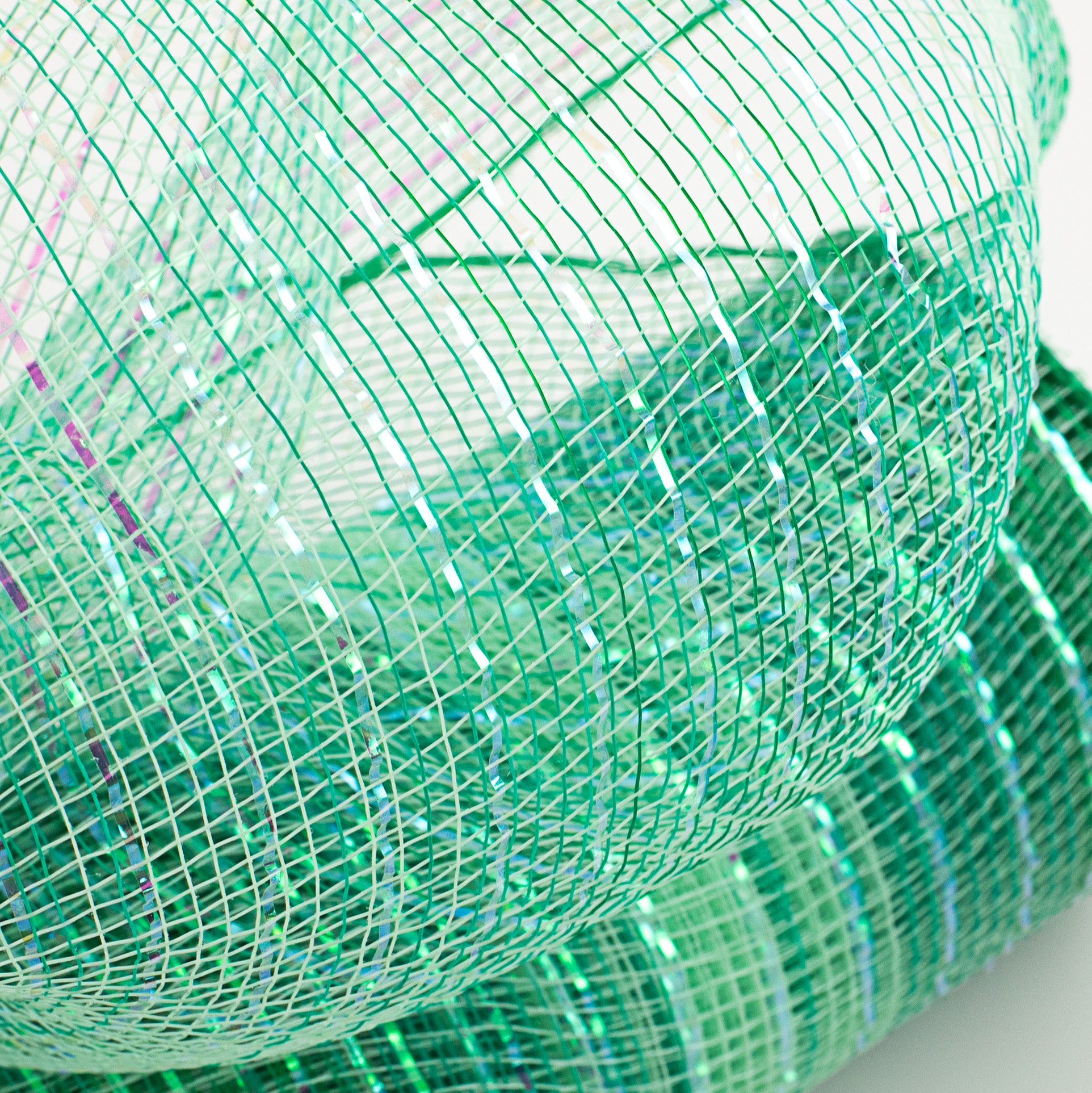 10" Poly Deco Mesh: Mint Green Iridescent Ombré Lifestyle Photo