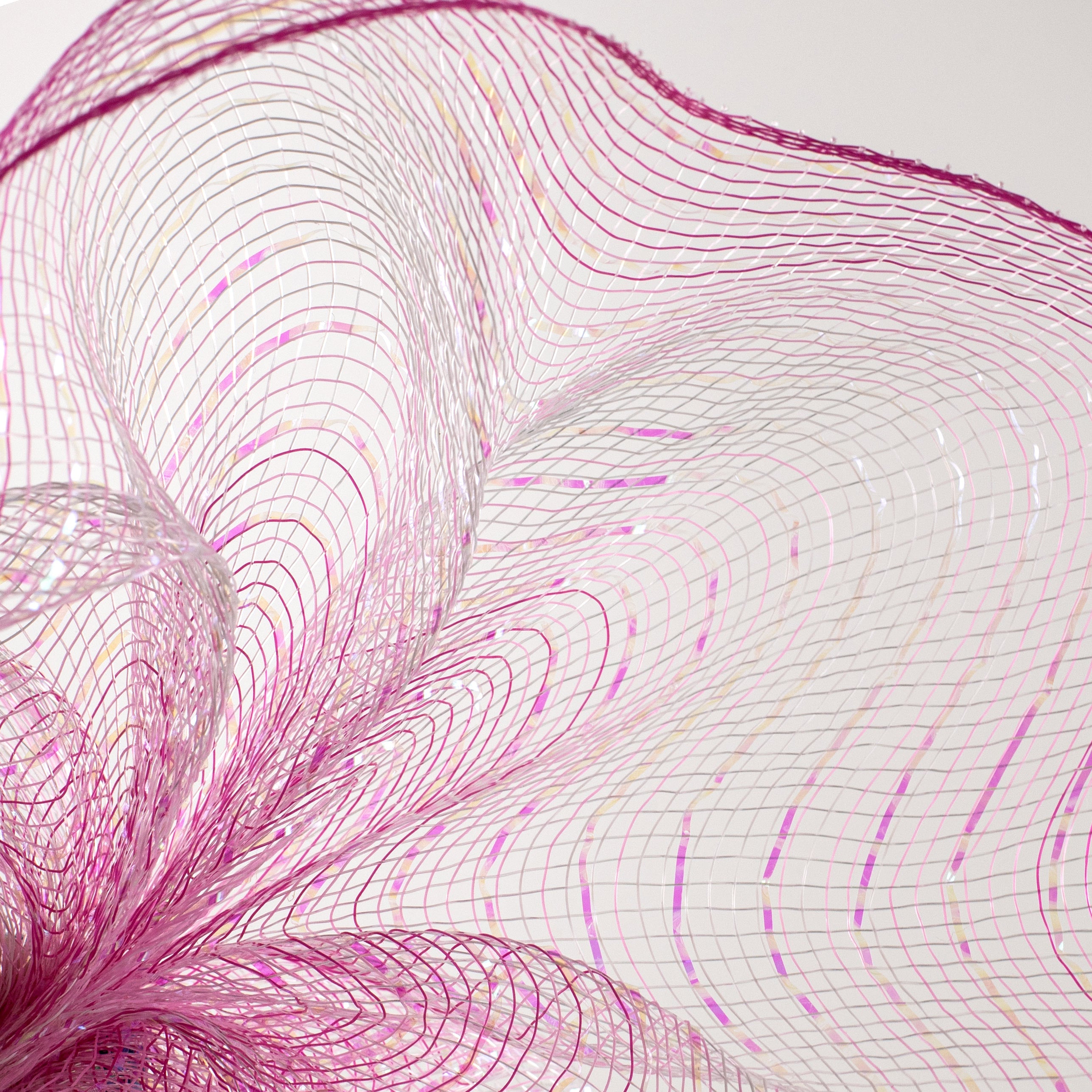 10" Poly Deco Mesh: Pink & White Iridescent Ombré Lifestyle Photo