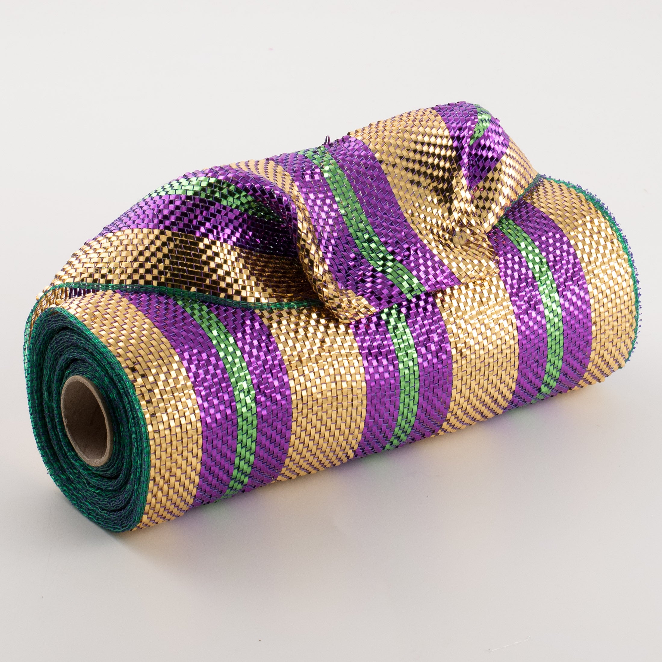 10" Poly Deco Mesh: Premium Mardi Gras Stripes Item Number: RE1349NA