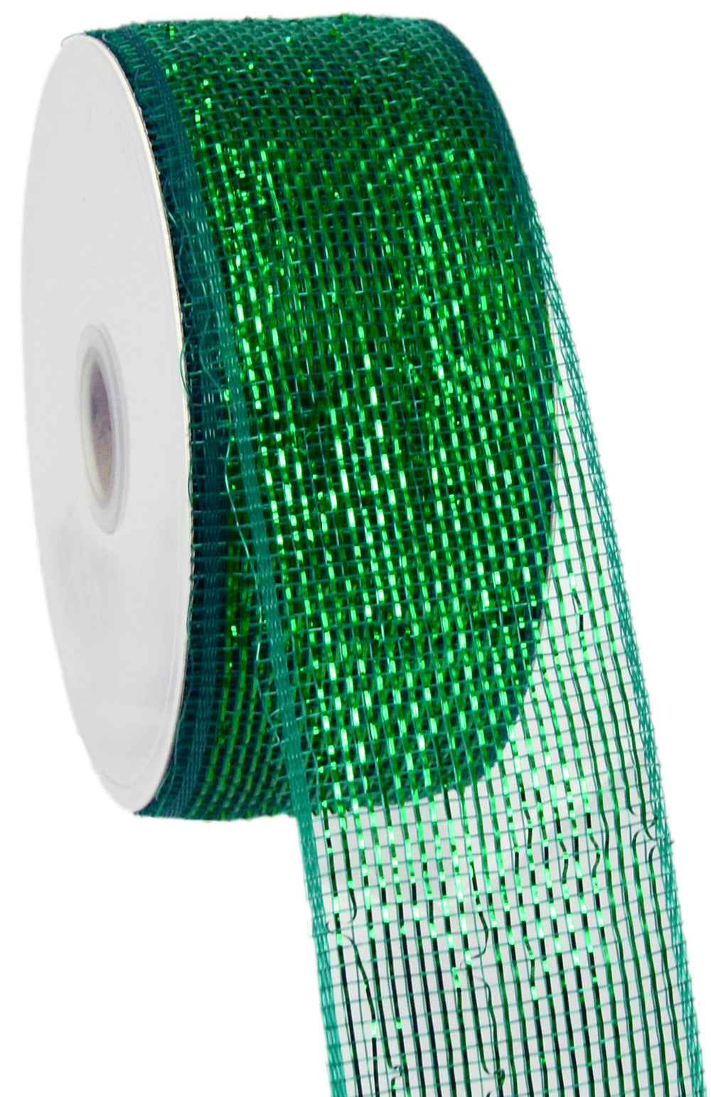 2.5" Poly Deco Mesh Ribbon: Metallic Emerald Green detail photo 3