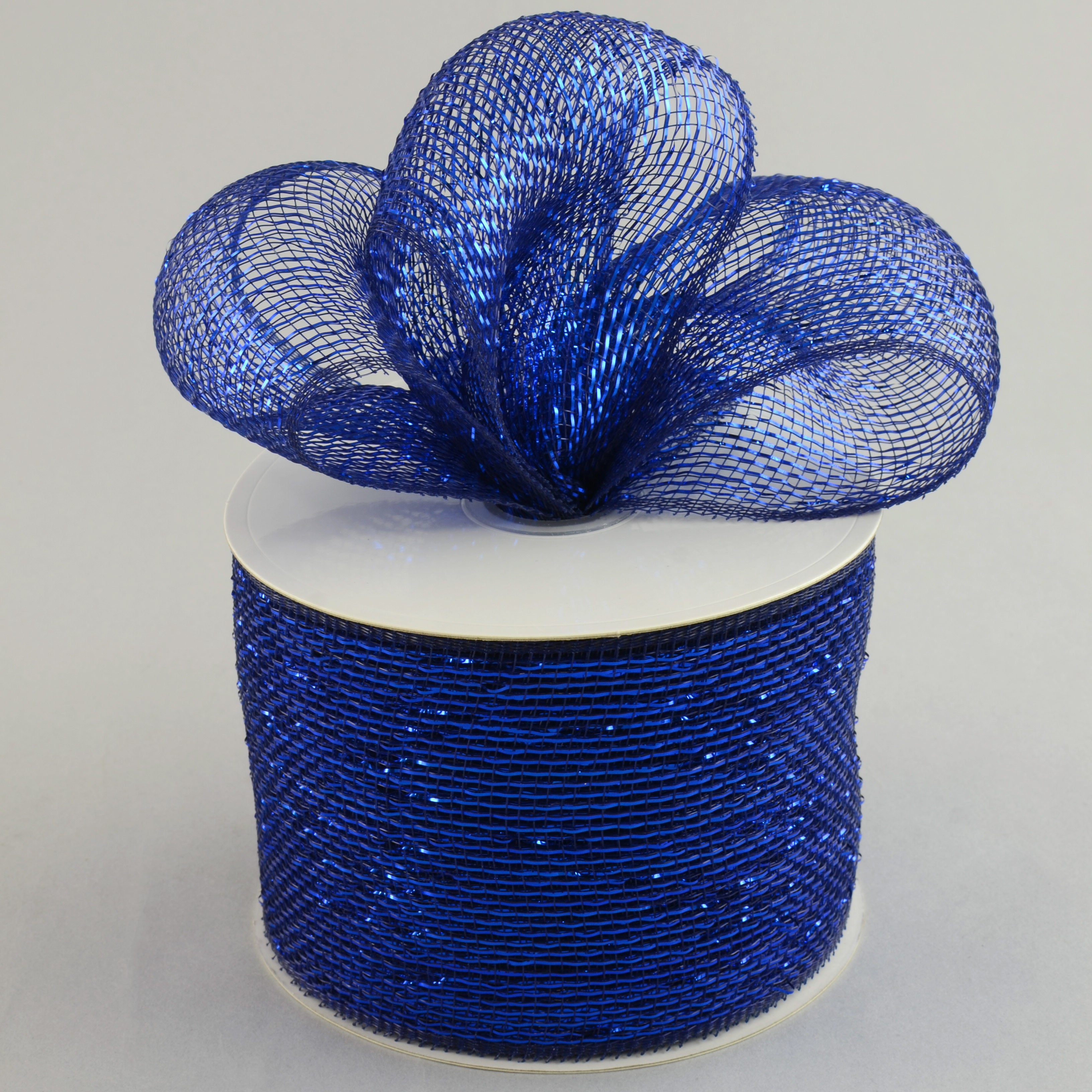 4" Poly Deco Mesh Ribbon: Metallic Navy/Royal Lifestyle Photo