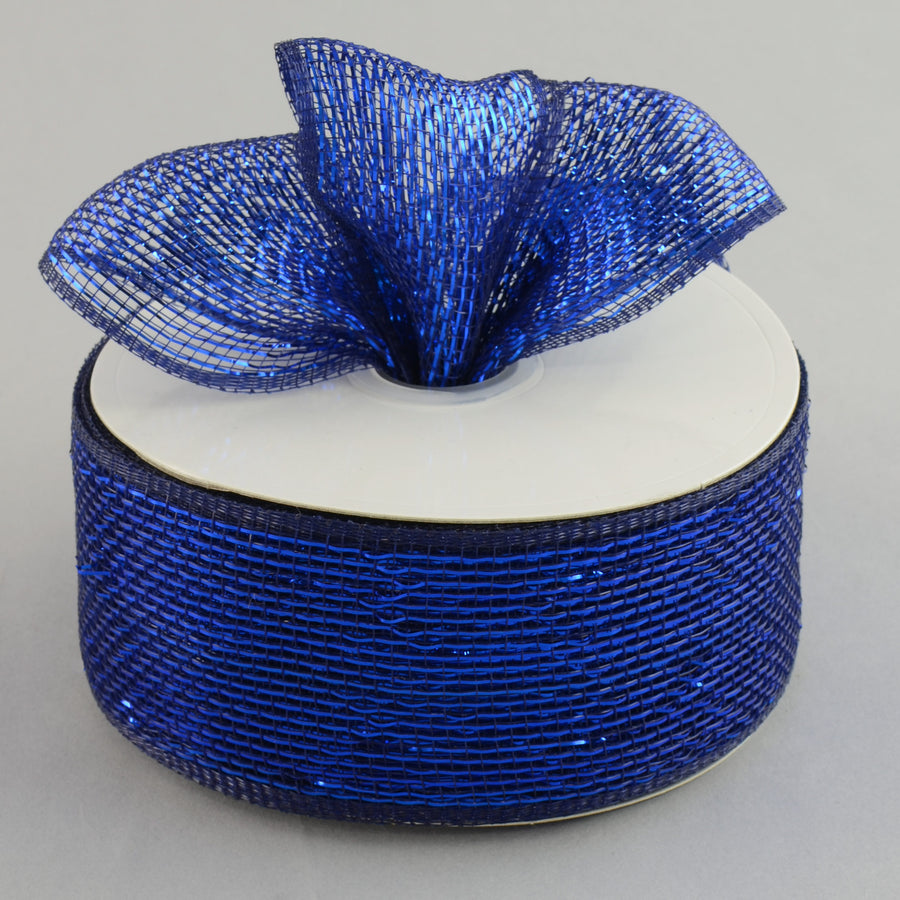 2.5" Poly Deco Mesh Ribbon: Metallic Navy/Royal Lifestyle Photo