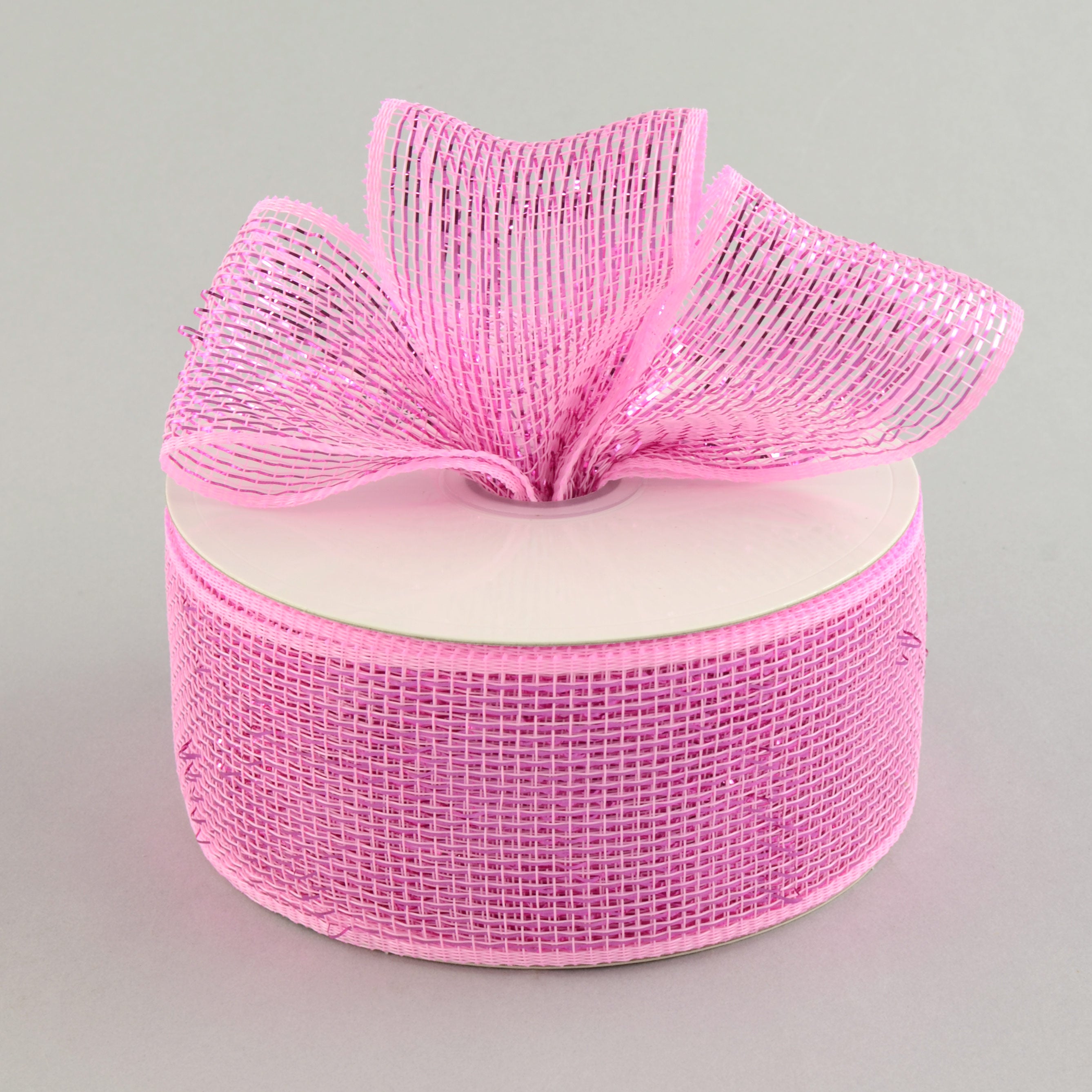 2.5" Poly Deco Mesh Ribbon: Metallic Pink Lifestyle Photo
