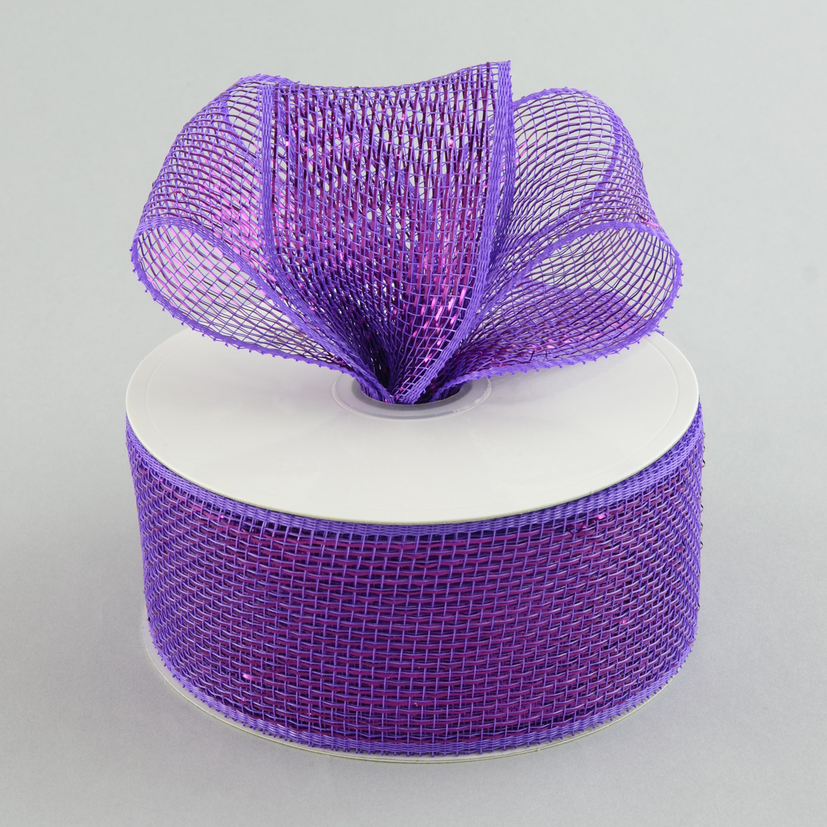 2.5" Poly Deco Mesh Ribbon: Metallic Purple Lifestyle Photo