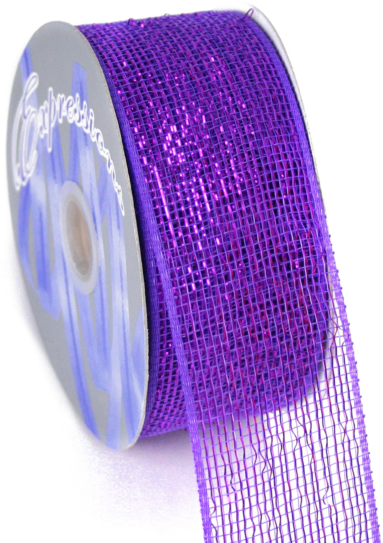 2.5" Poly Deco Mesh Ribbon: Metallic Purple detail photo 3
