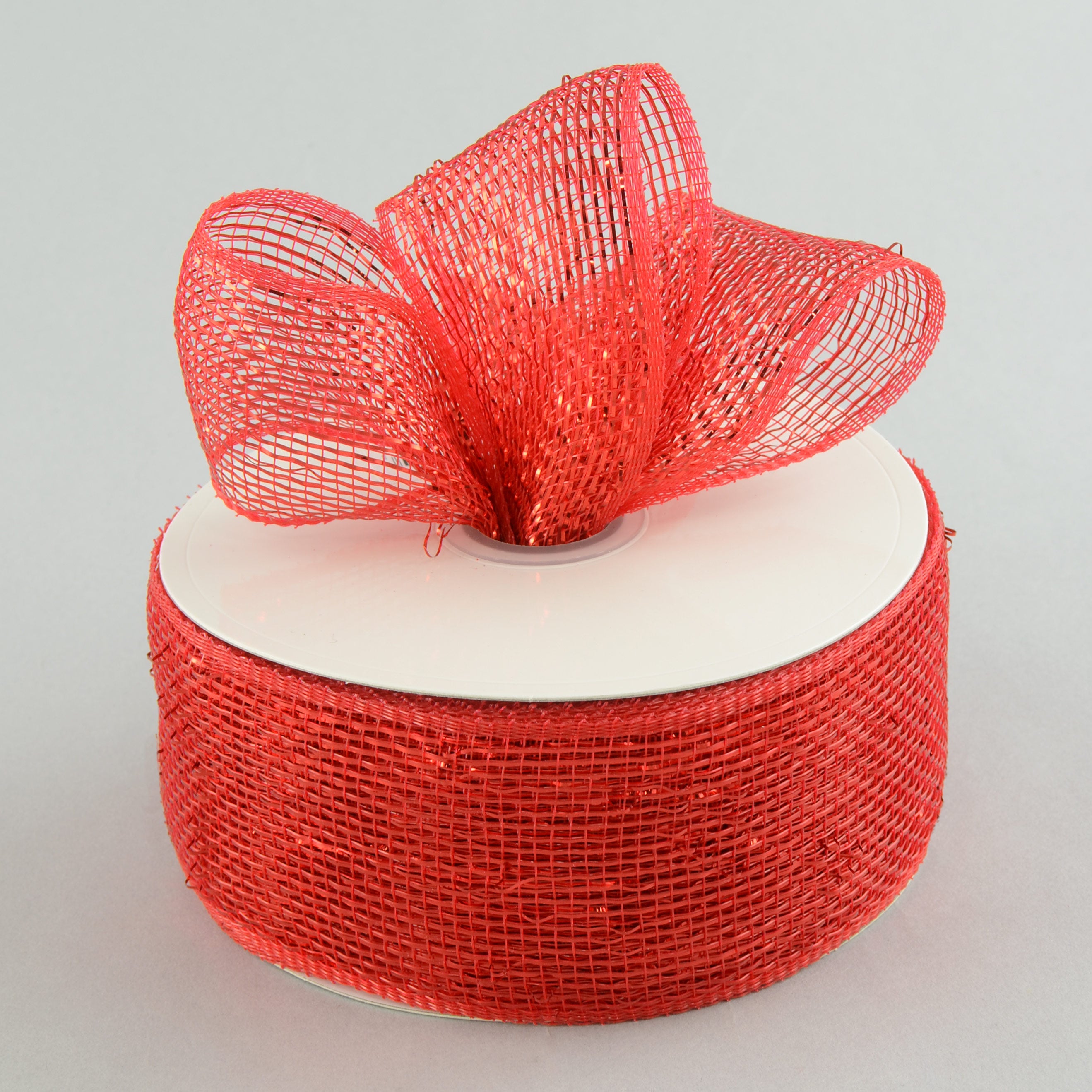 2.5" Poly Deco Mesh Ribbon: Metallic Red Lifestyle Photo